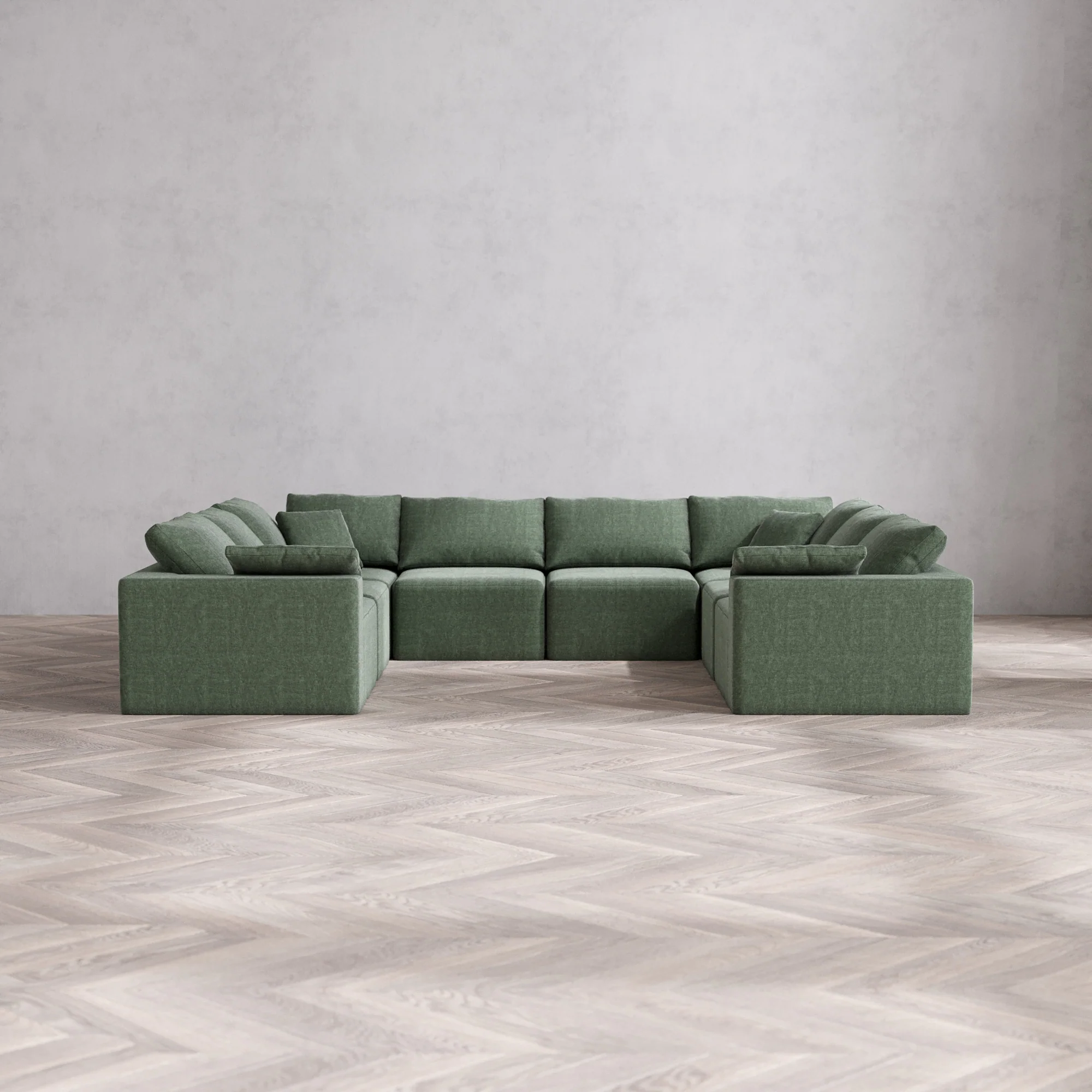 Slipcover Only - Modular Washable 8-Seater U Sectional Cloud Sofa in Sage