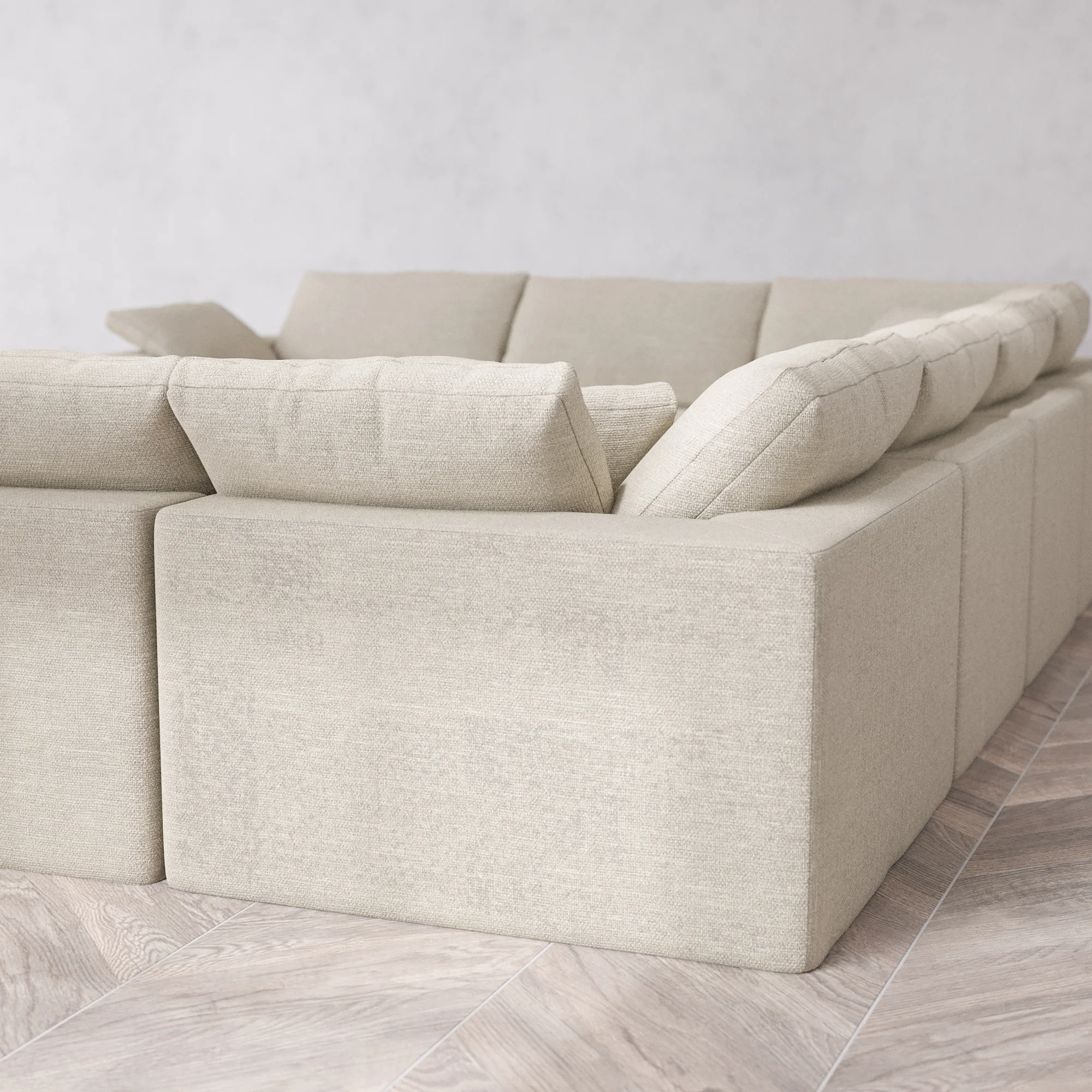 Slipcover Only - Modular Washable 8-Seater U Sectional Cloud Sofa in Sandstone - Image 5