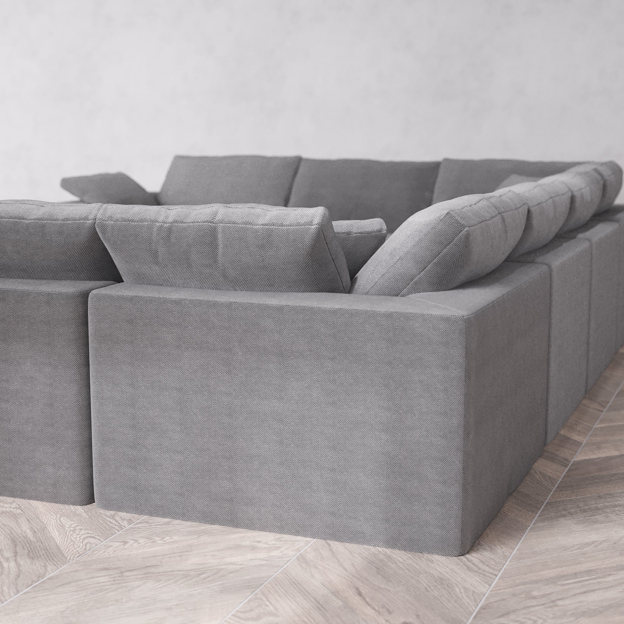Slipcover Only - Modular Washable 8-Seater U Sectional Cloud Sofa in Slate - Image 5