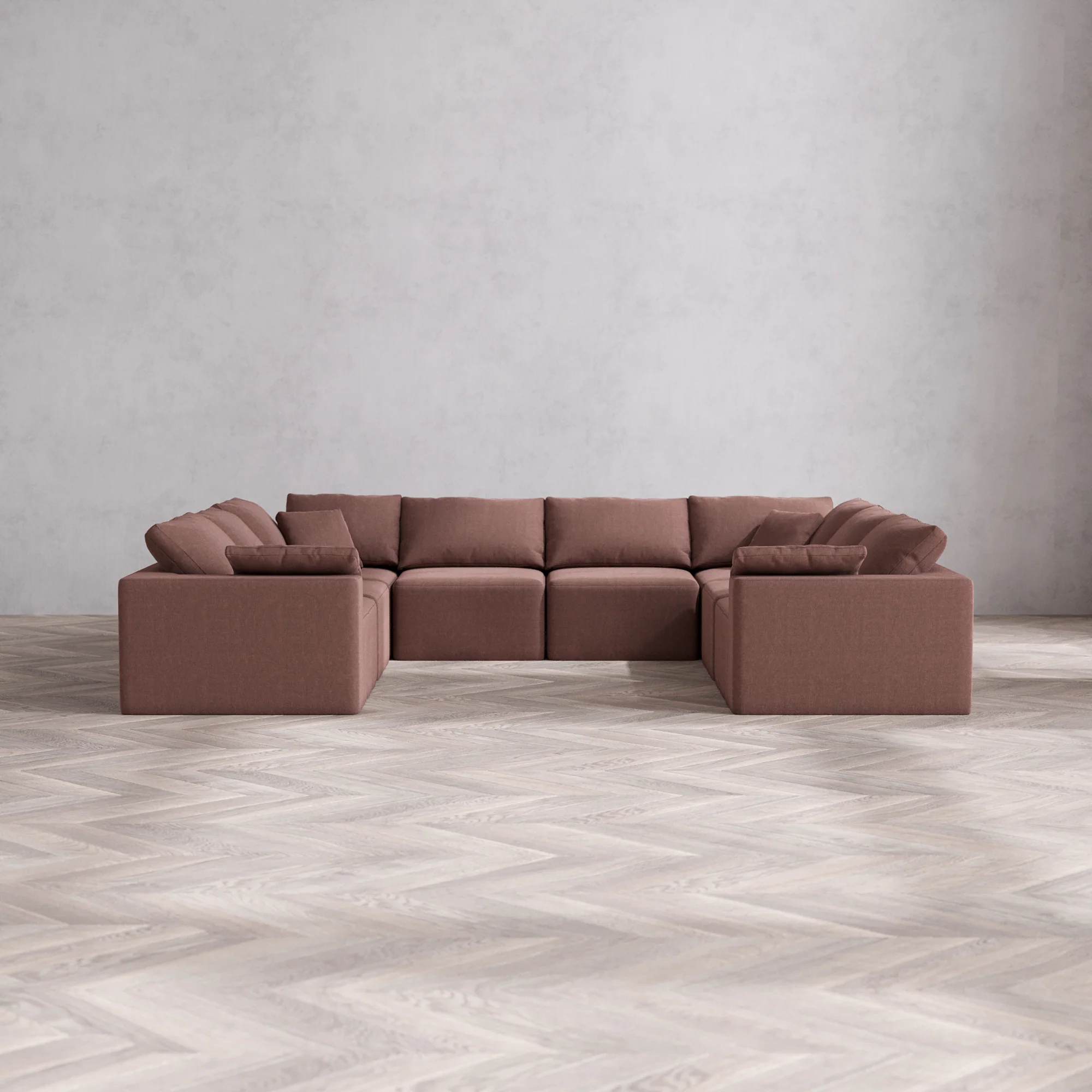Slipcover Only - Modular Washable 8-Seater U Sectional Cloud Sofa in Sumac