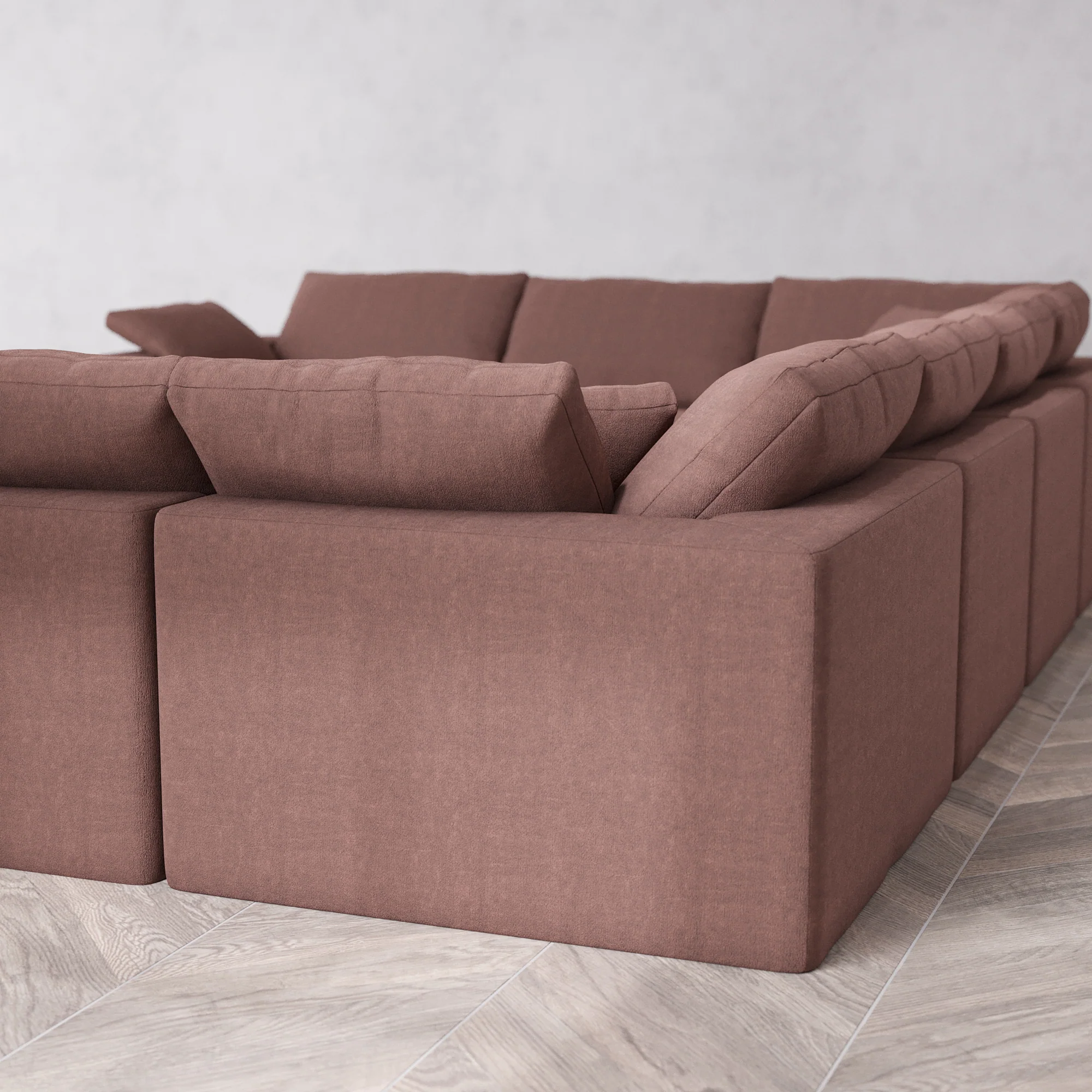 Slipcover Only - Modular Washable 8-Seater U Sectional Cloud Sofa in Sumac - Image 5