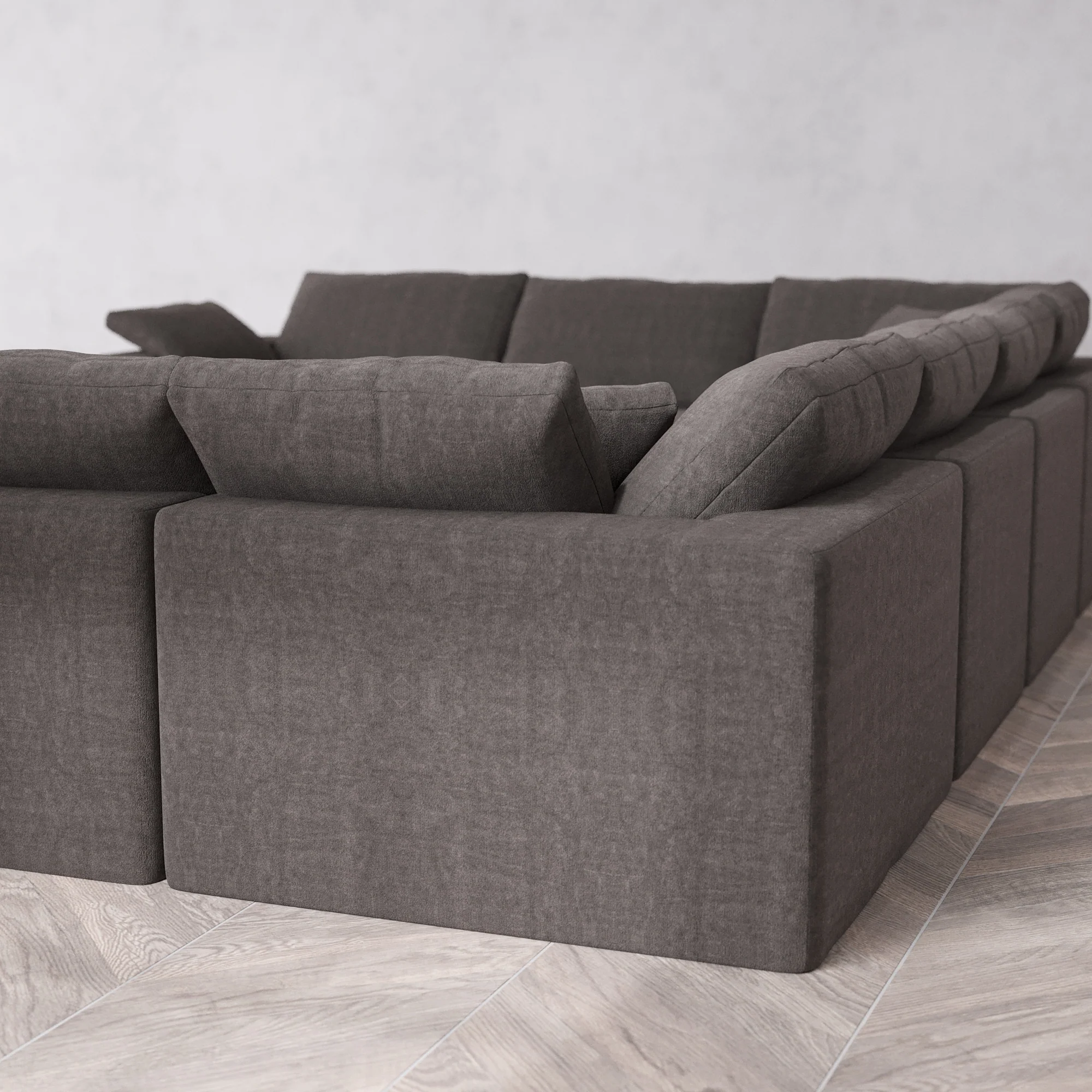 Slipcover Only - Modular Washable 8-Seater U Sectional Cloud Sofa in Truffle - Image 5