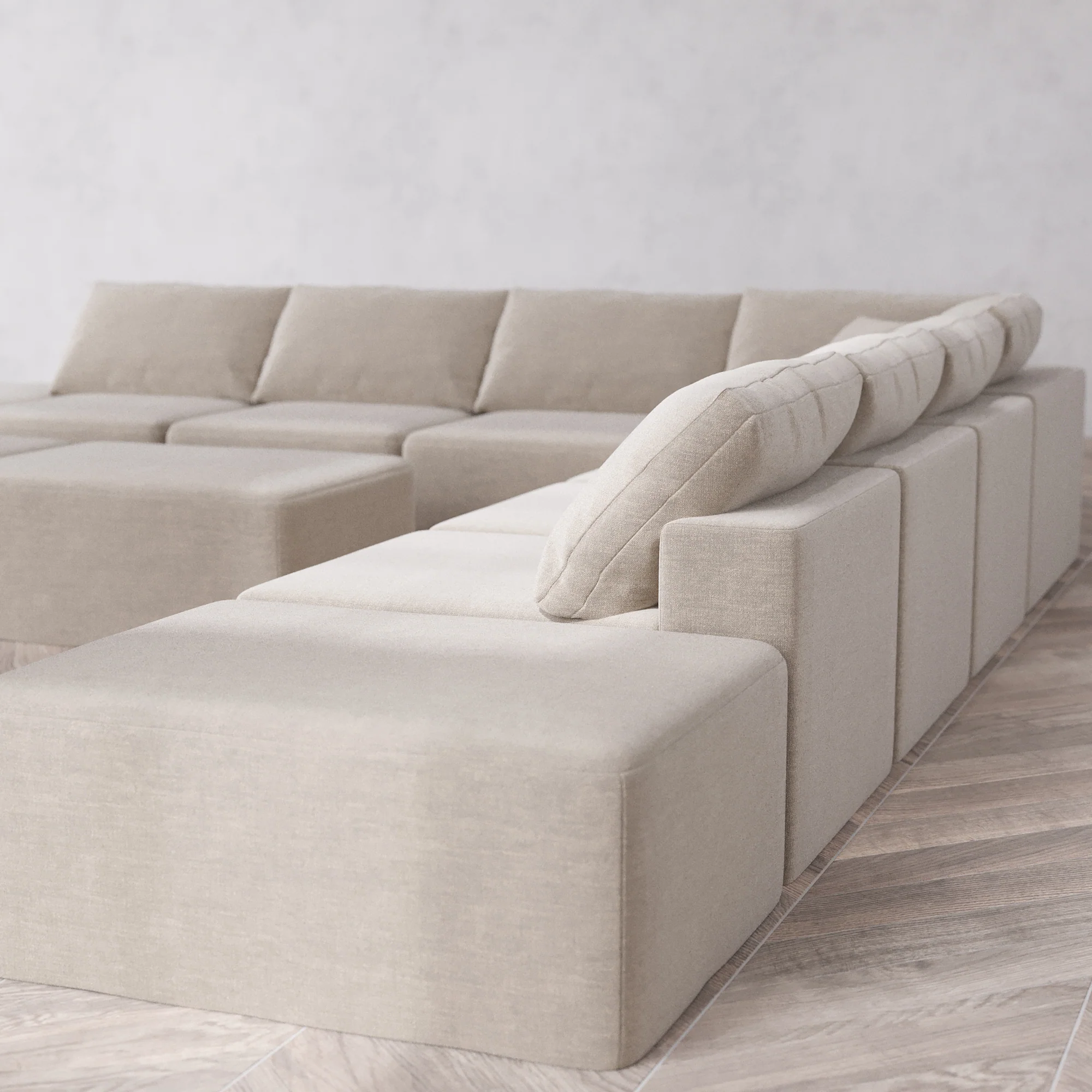 Slipcover Only - Modular Washable 9-Seater Open-Ends Corner Sectional + Chaise Ottoman Bench Cloud Sofa in Caraway - Image 5