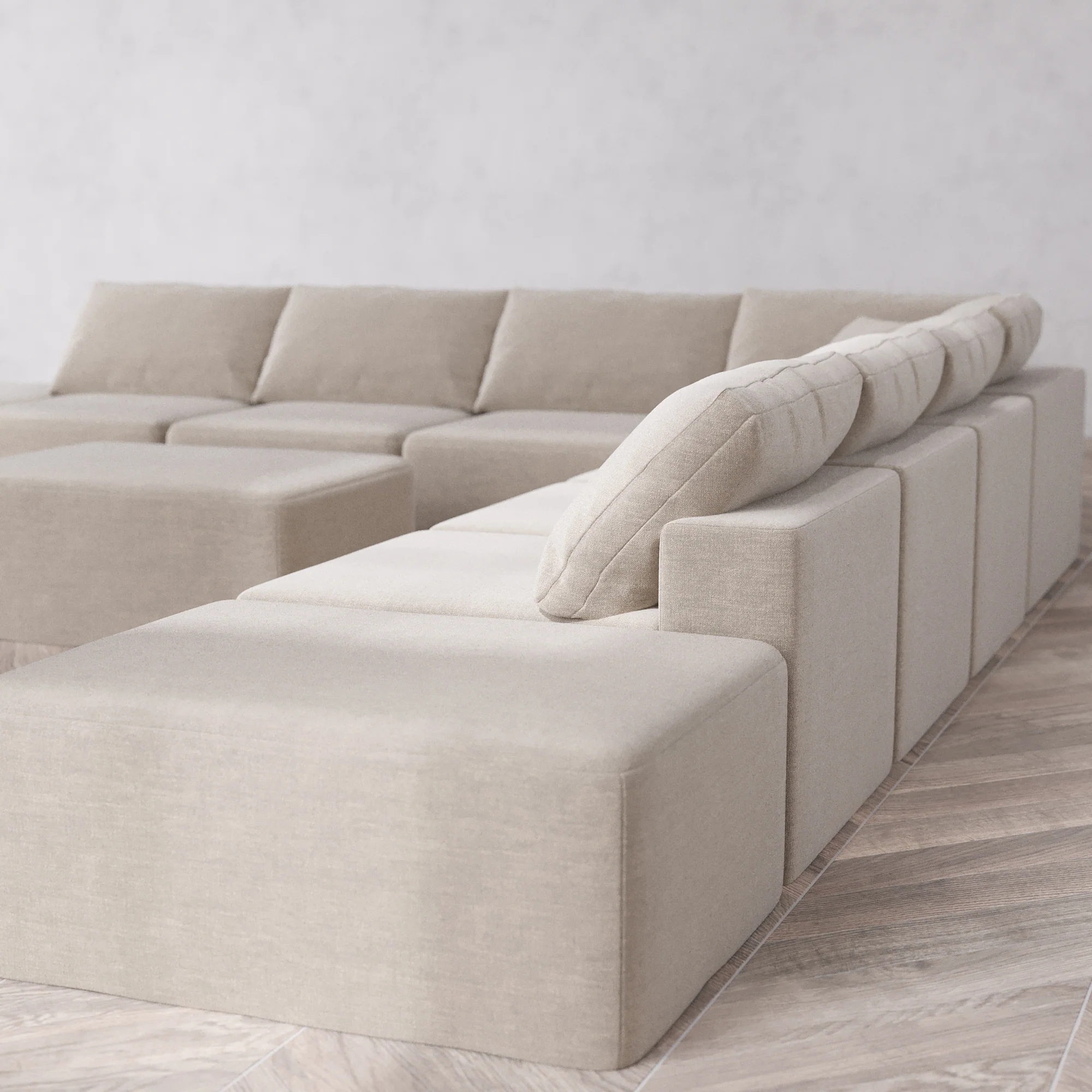 Slipcover Only - Modular Washable 9-Seater Open-Ends Corner Sectional + Chaise Ottoman Cloud Sofa in Caraway - Image 5