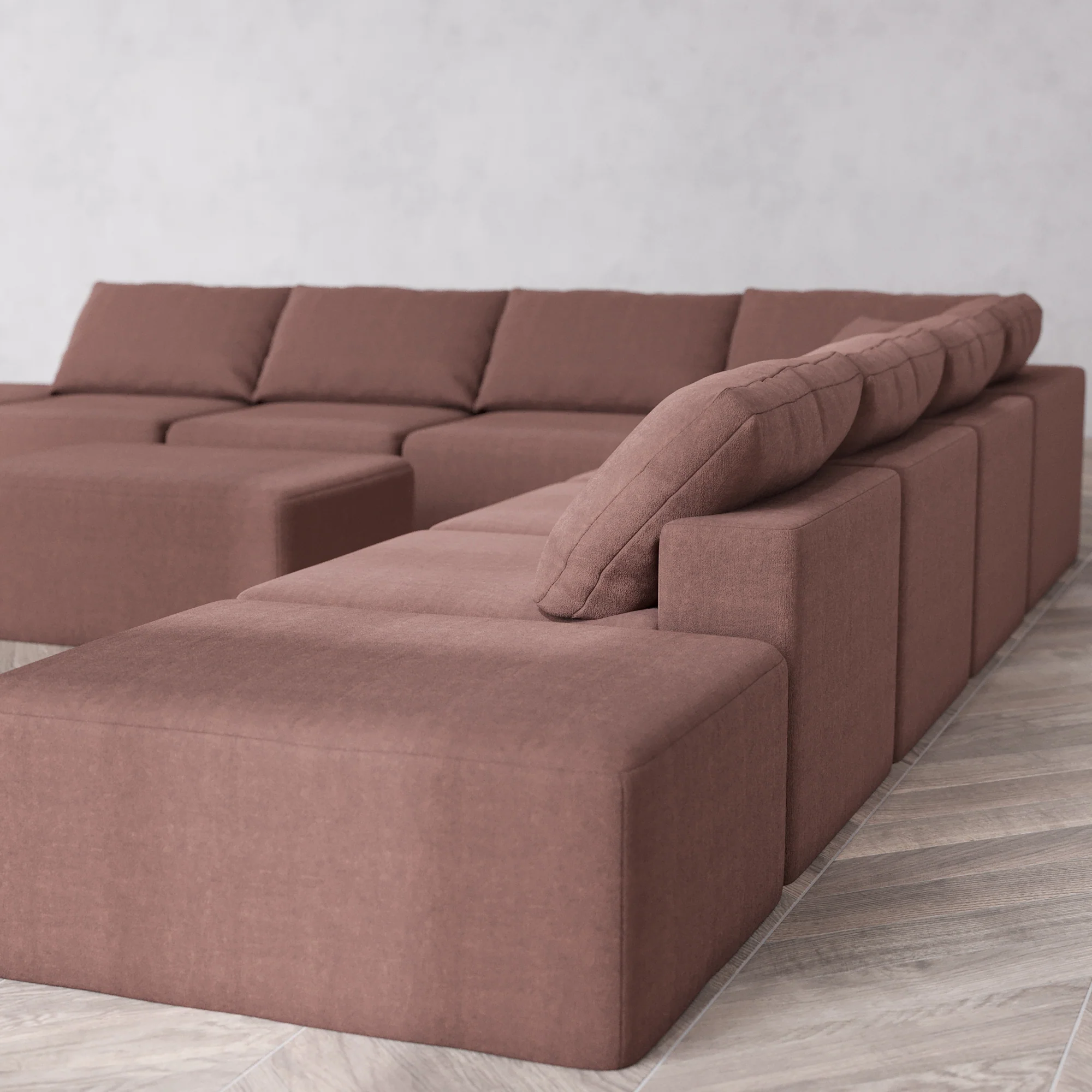 Slipcover Only - Modular Washable 9-Seater Open-Ends Corner Sectional + Chaise Ottoman Cloud Sofa in Sumac - Image 5