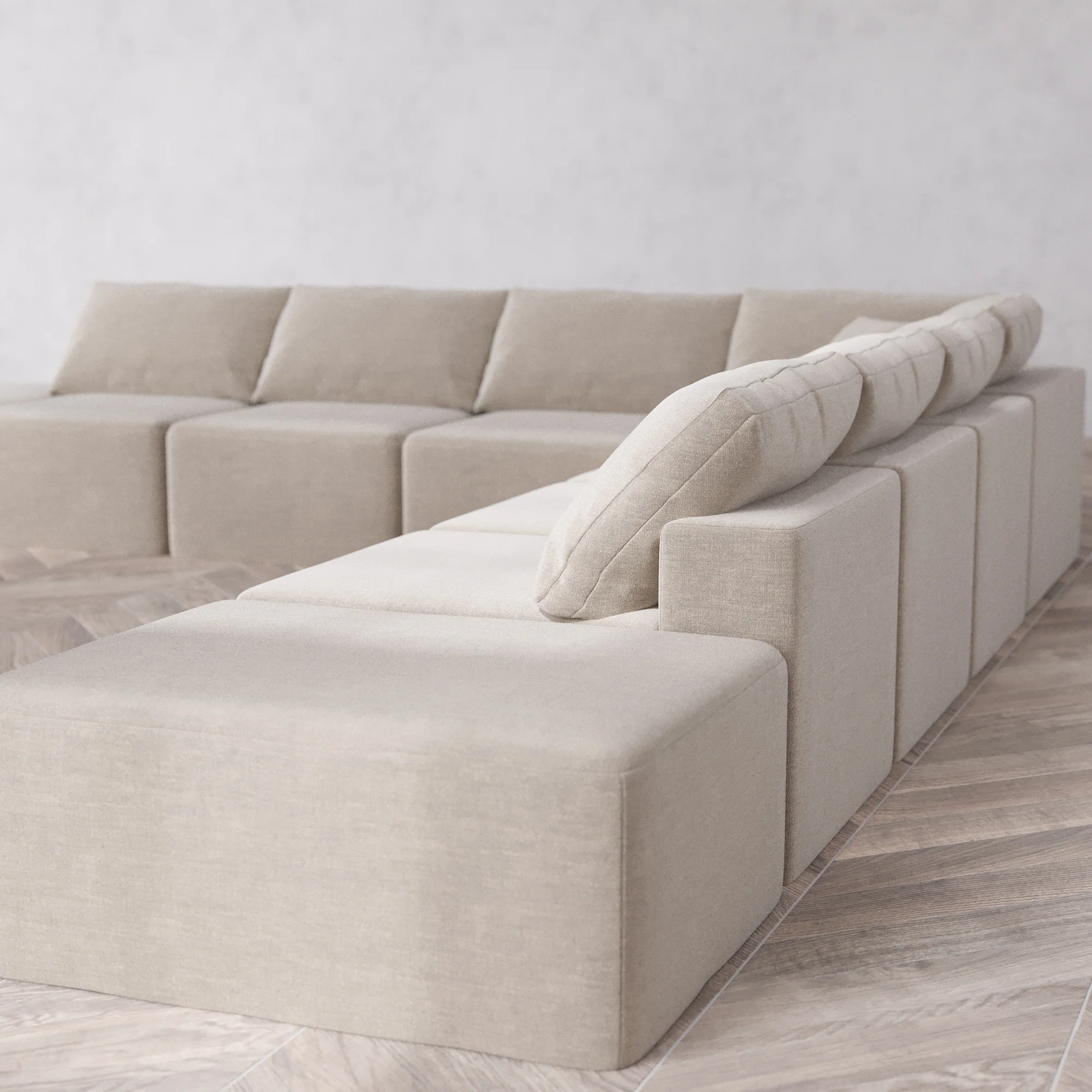 Slipcover Only - Modular Washable 9-Seater Open-Ends Corner Sectional Cloud Sofa in Caraway - Image 5