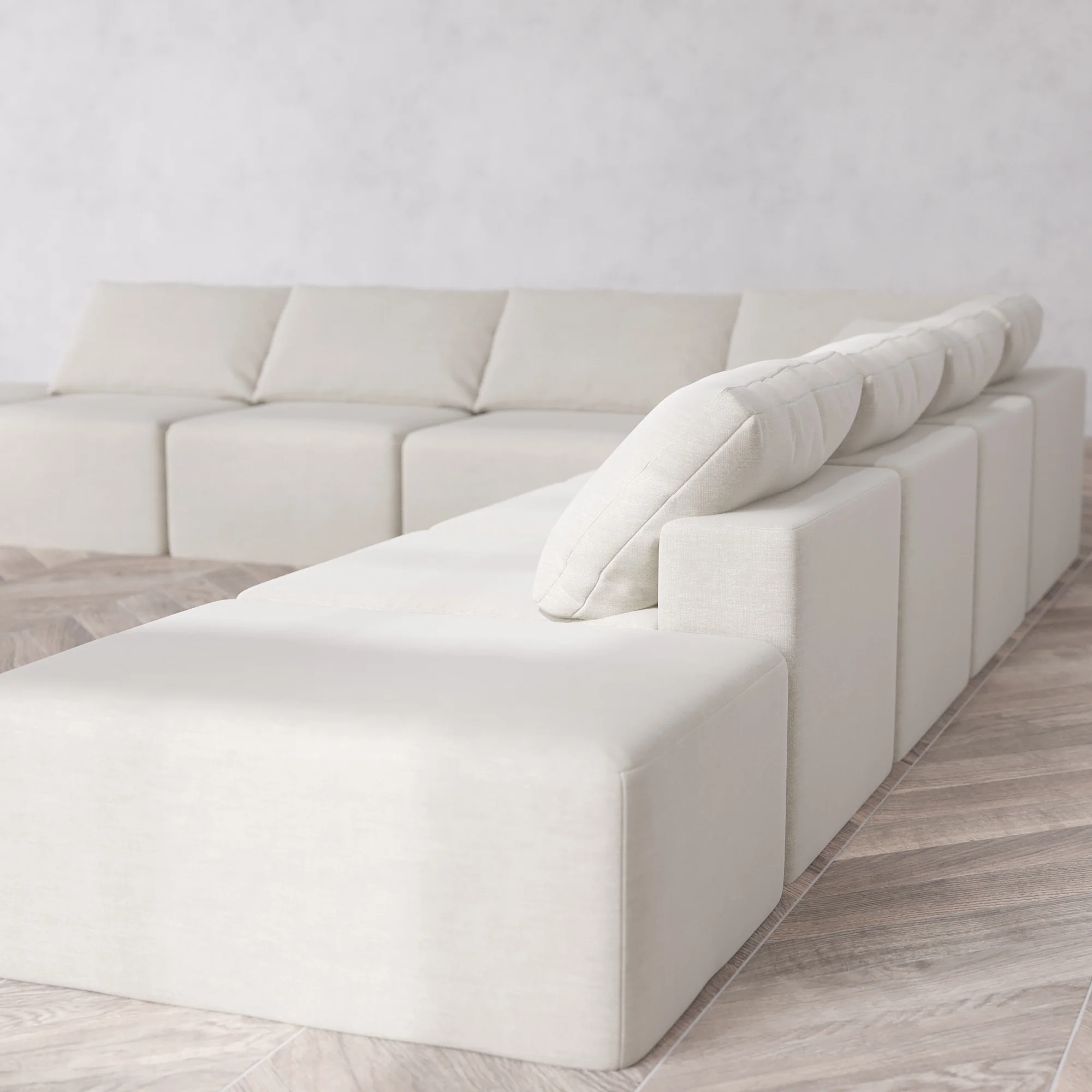 Slipcover Only - Modular Washable 9-Seater Open-Ends Corner Sectional Cloud Sofa in Cashew - Image 5