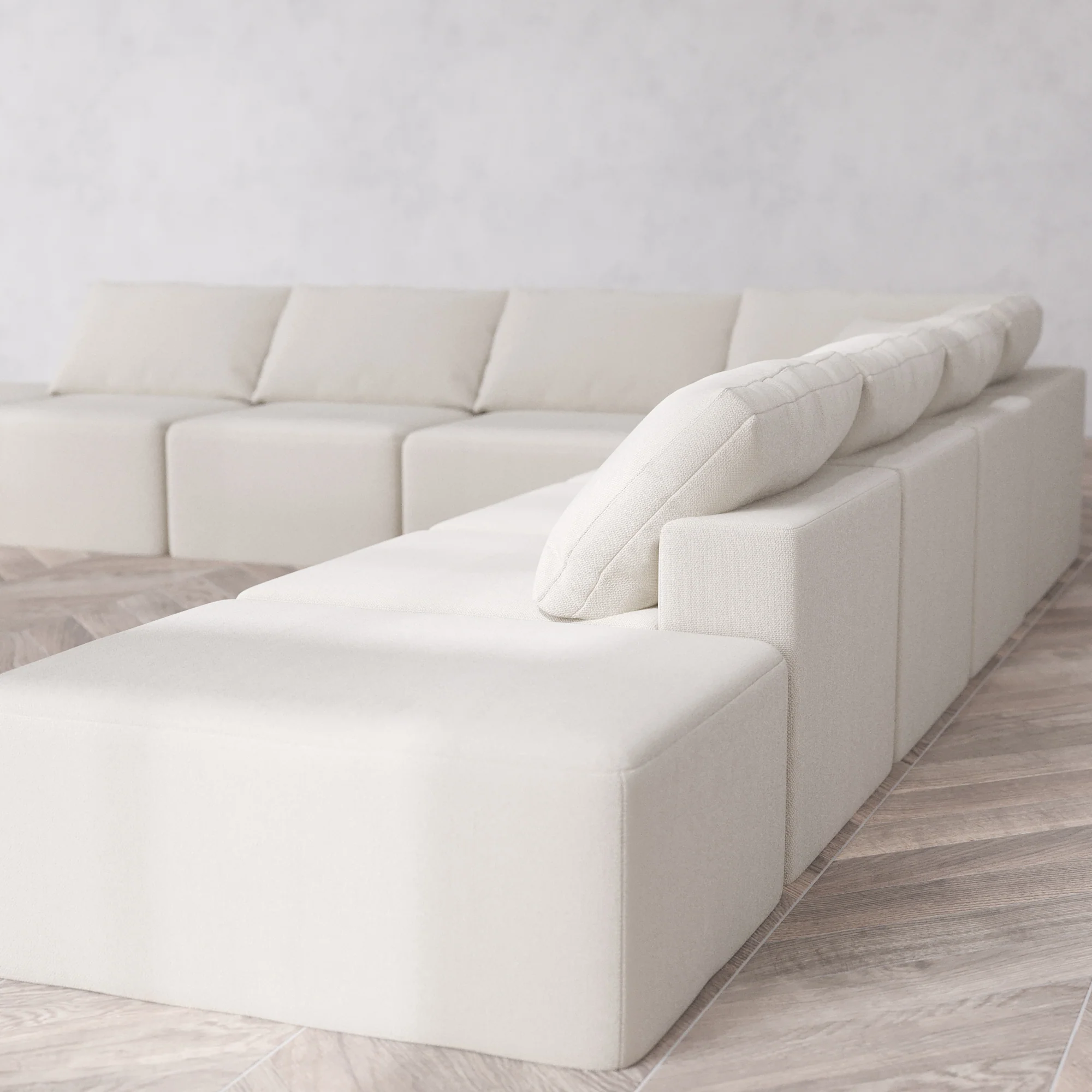 Slipcover Only - Modular Washable 9-Seater Open-Ends Corner Sectional Cloud Sofa in Pearl - Image 5