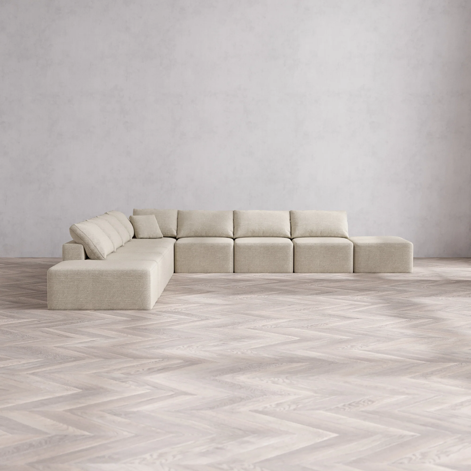 Slipcover Only - Modular Washable 9-Seater Open-Ends Corner Sectional Cloud Sofa in Sandstone