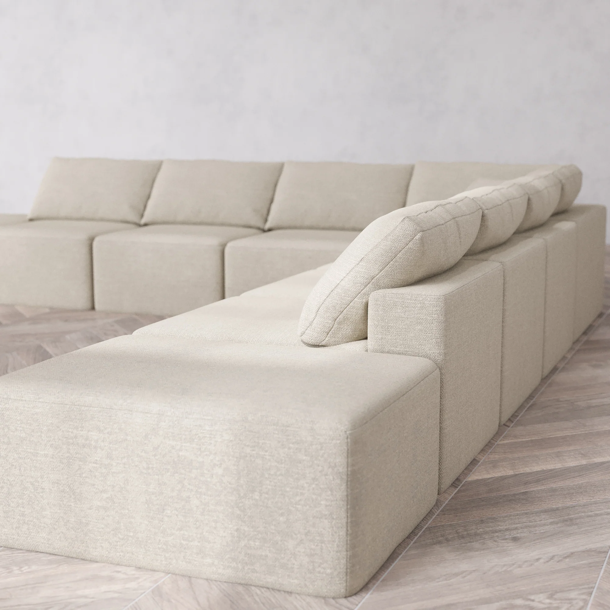 Slipcover Only - Modular Washable 9-Seater Open-Ends Corner Sectional Cloud Sofa in Sandstone - Image 5