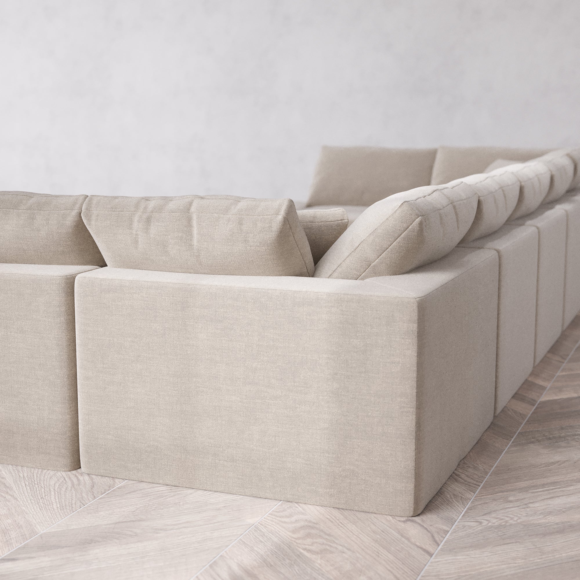 Slipcover Only - Modular Washable 9-Seater Open-Ends U Sectional + Chaise Ottoman Cloud Sofa in Caraway - Image 5