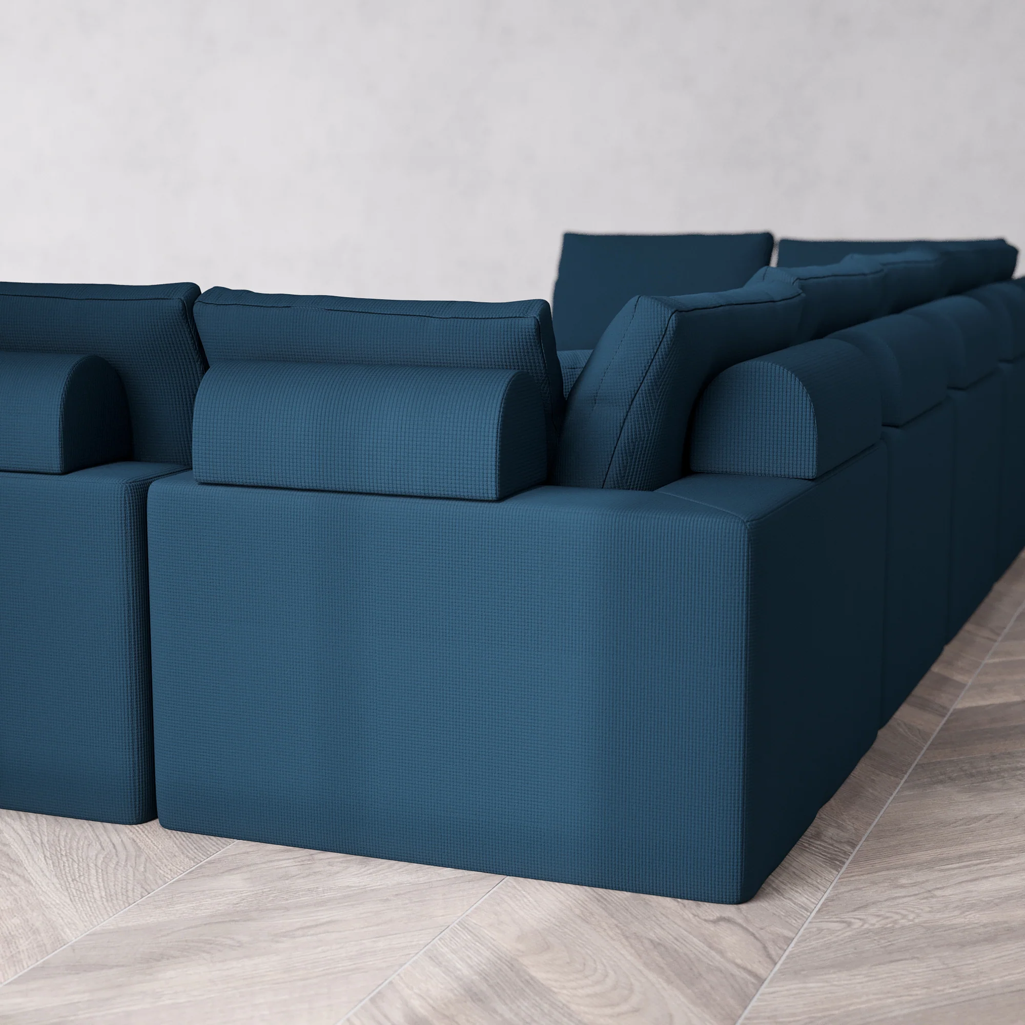 Slipcover Only - Modular Washable 9-Seater Open-Ends U Sectional + Chaise Ottoman Cloud + Bolster Sofa in Lazuli - Image 5
