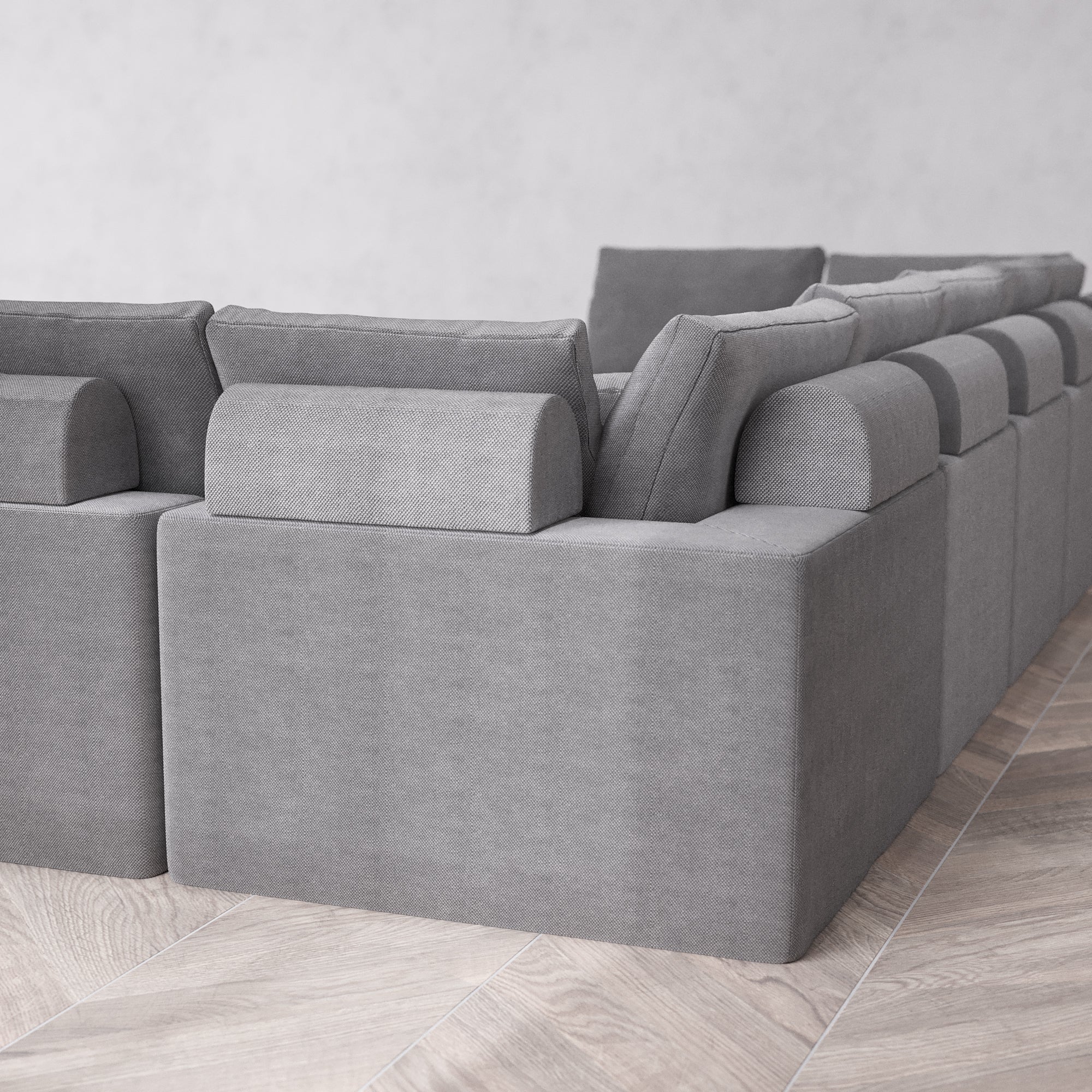 Slipcover Only - Modular Washable 9-Seater Open-Ends U Sectional + Chaise Ottoman Cloud + Bolster Sofa in Slate - Image 5