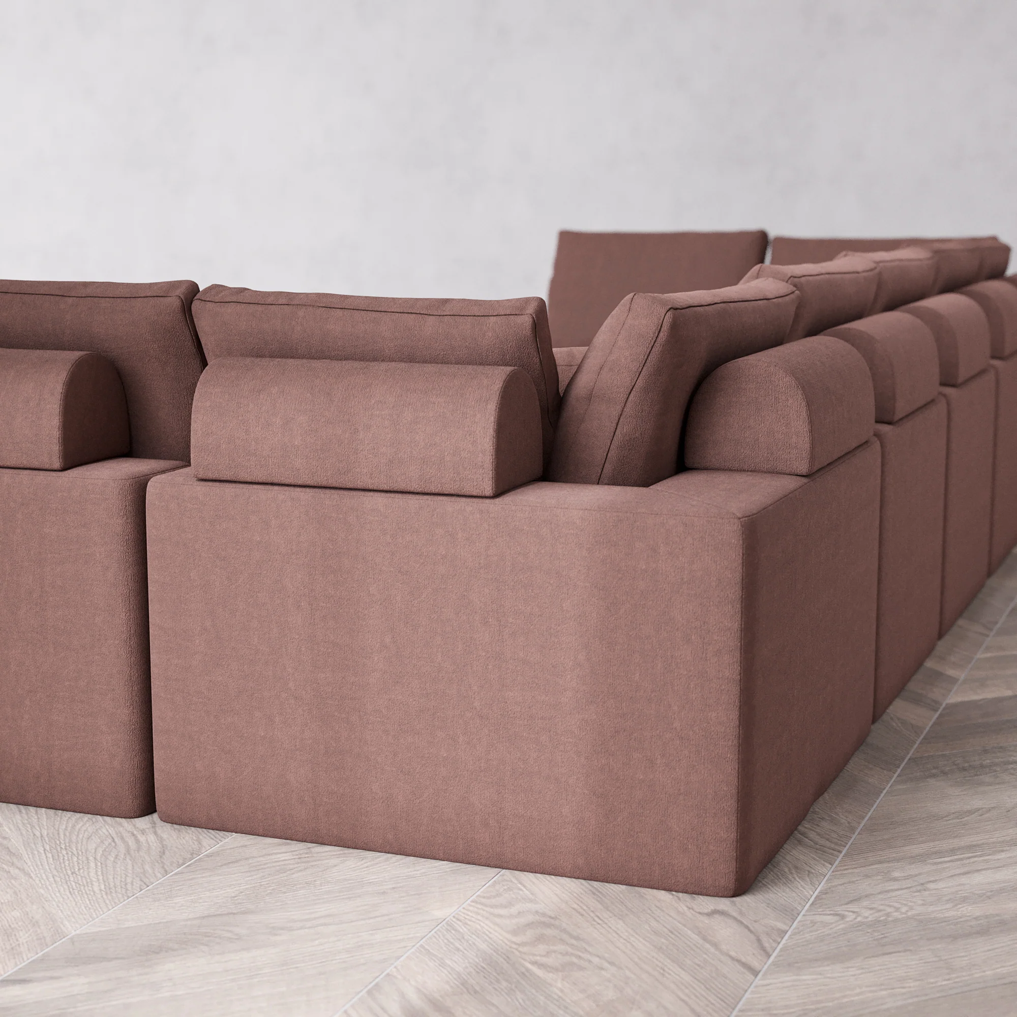 Slipcover Only - Modular Washable 9-Seater Open-Ends U Sectional + Chaise Ottoman Cloud + Bolster Sofa in Sumac - Image 5