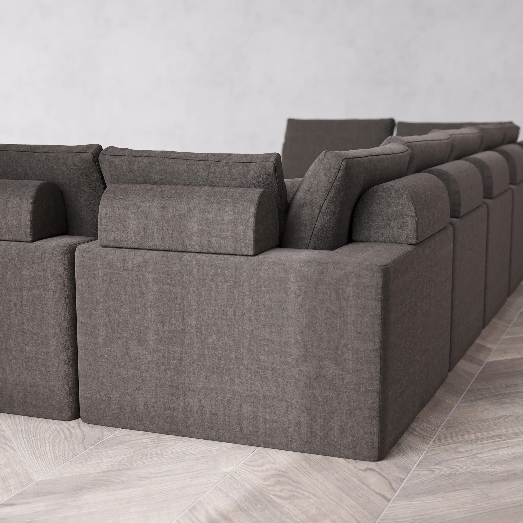 Slipcover Only - Modular Washable 9-Seater Open-Ends U Sectional + Chaise Ottoman Cloud + Bolster Sofa in Truffle - Image 5