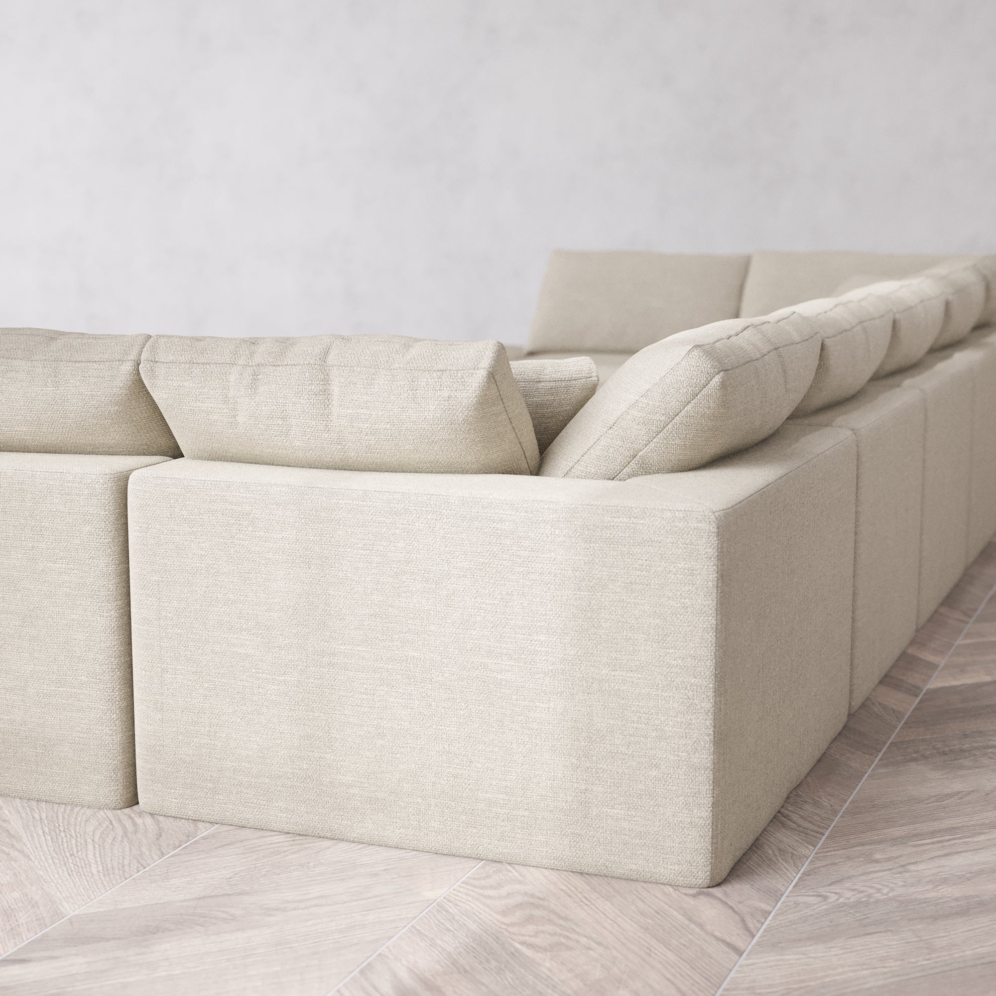 Slipcover Only - Modular Washable 9-Seater Open-Ends U Sectional + Chaise Ottoman Cloud Sofa in Sandstone - Image 5