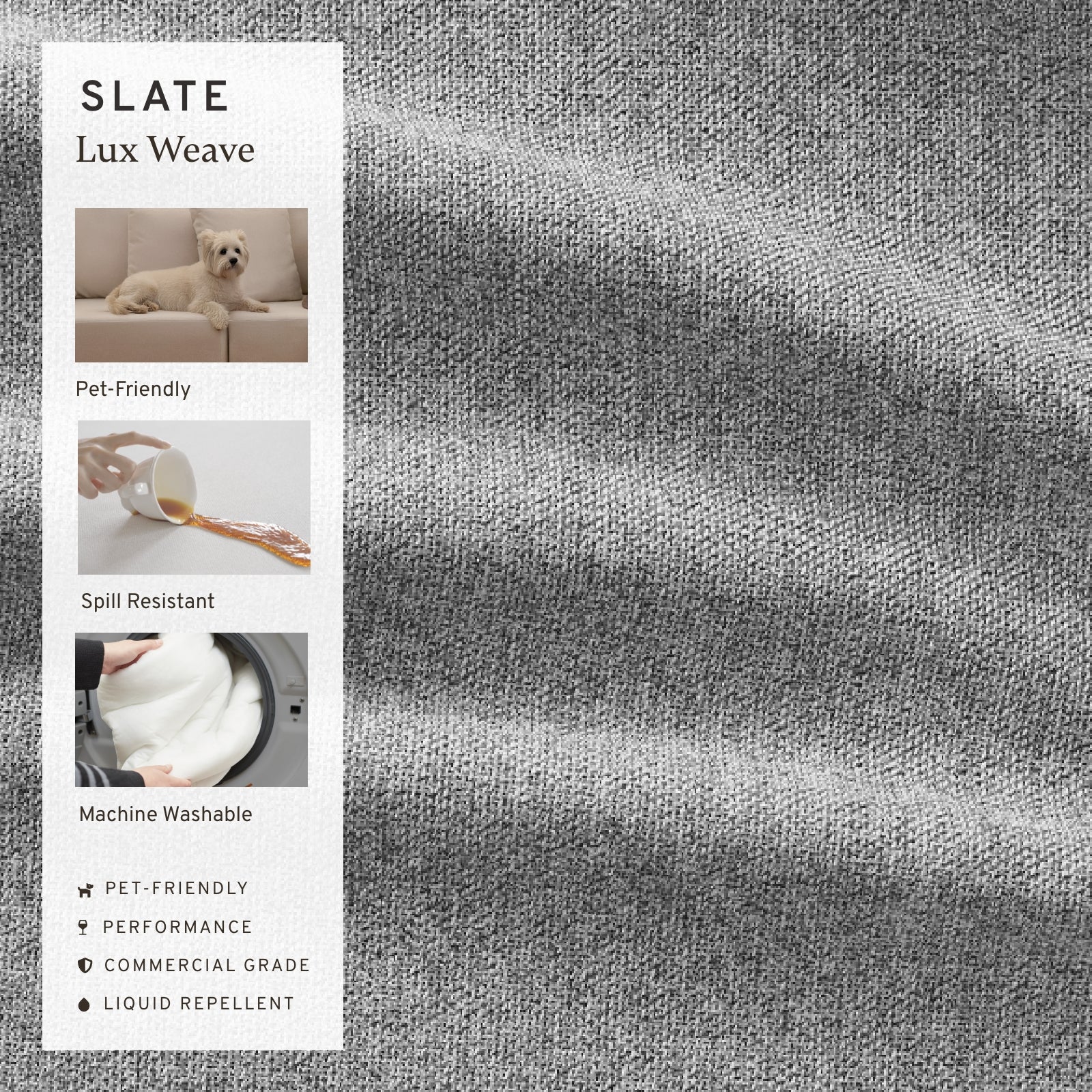 Slipcover Only - Modular Washable 9-Seater Open-Ends U Sectional + Chaise Ottoman Cloud Sofa in Slate - Image 3