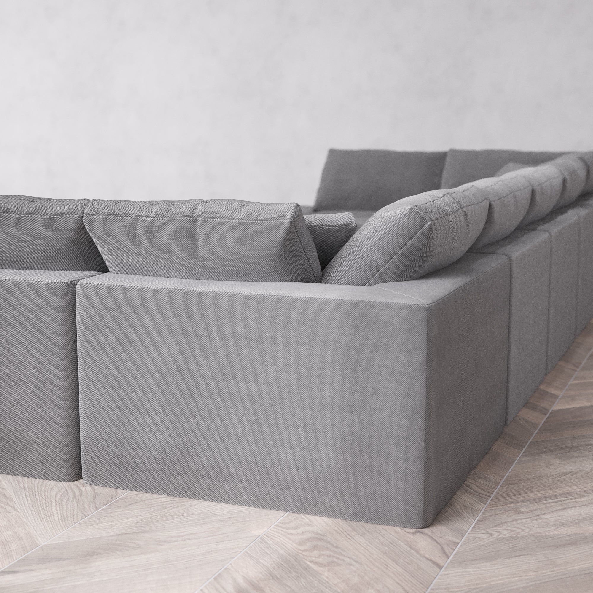 Slipcover Only - Modular Washable 9-Seater Open-Ends U Sectional + Chaise Ottoman Cloud Sofa in Slate - Image 5
