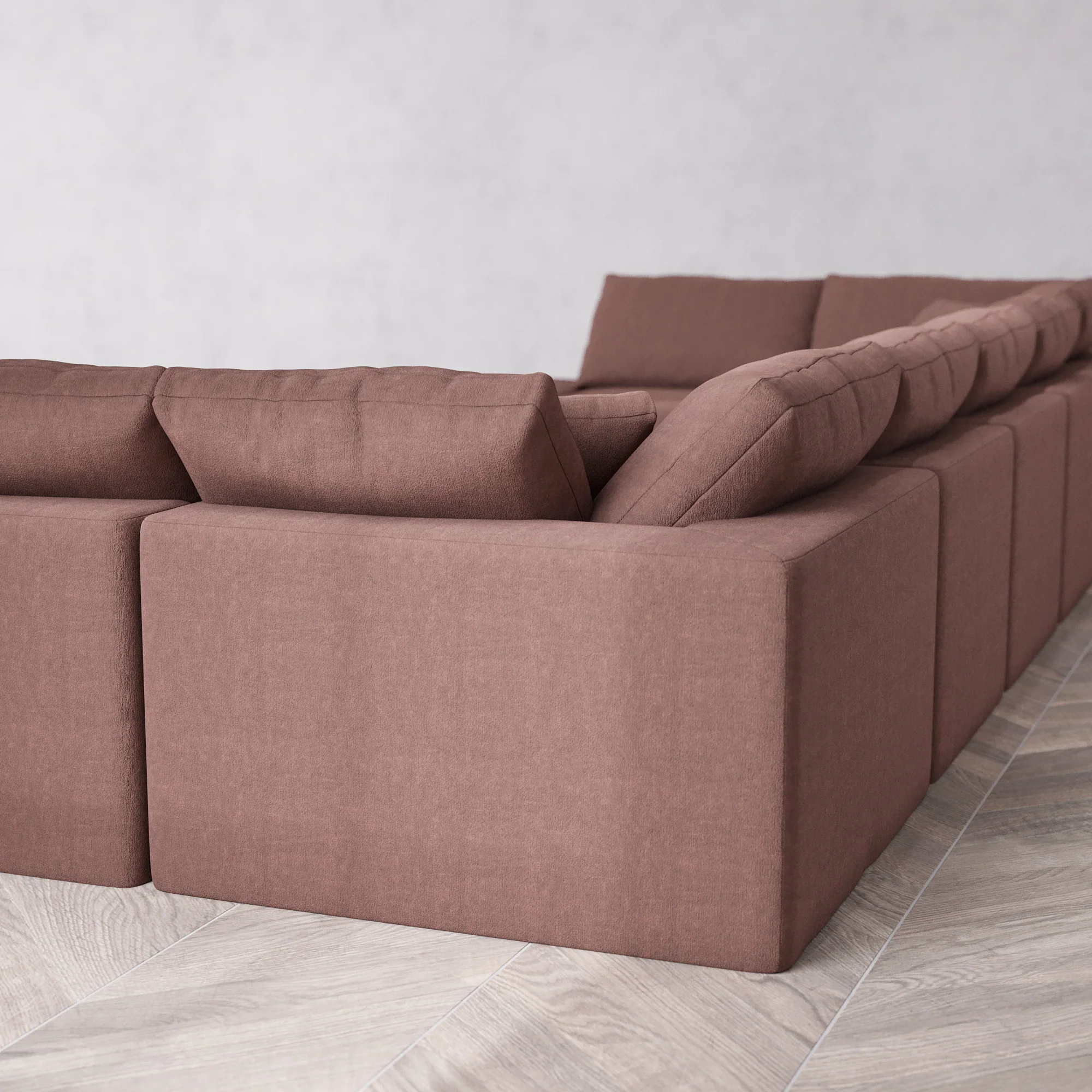 Slipcover Only - Modular Washable 9-Seater Open-Ends U Sectional + Chaise Ottoman Cloud Sofa in Sumac - Image 5