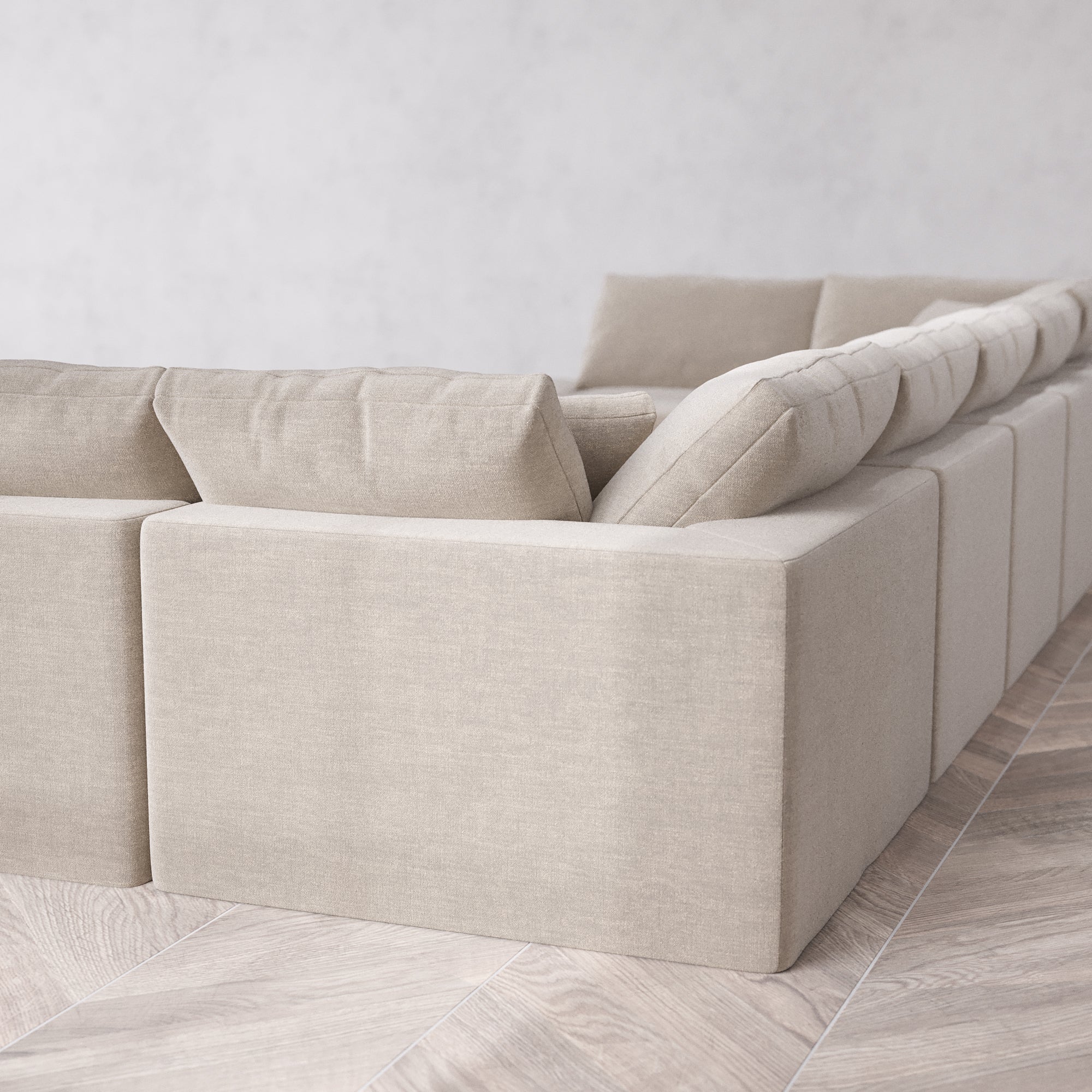 Slipcover Only - Modular Washable 9-Seater Open-Ends U Sectional Cloud Sofa in Caraway - Image 5