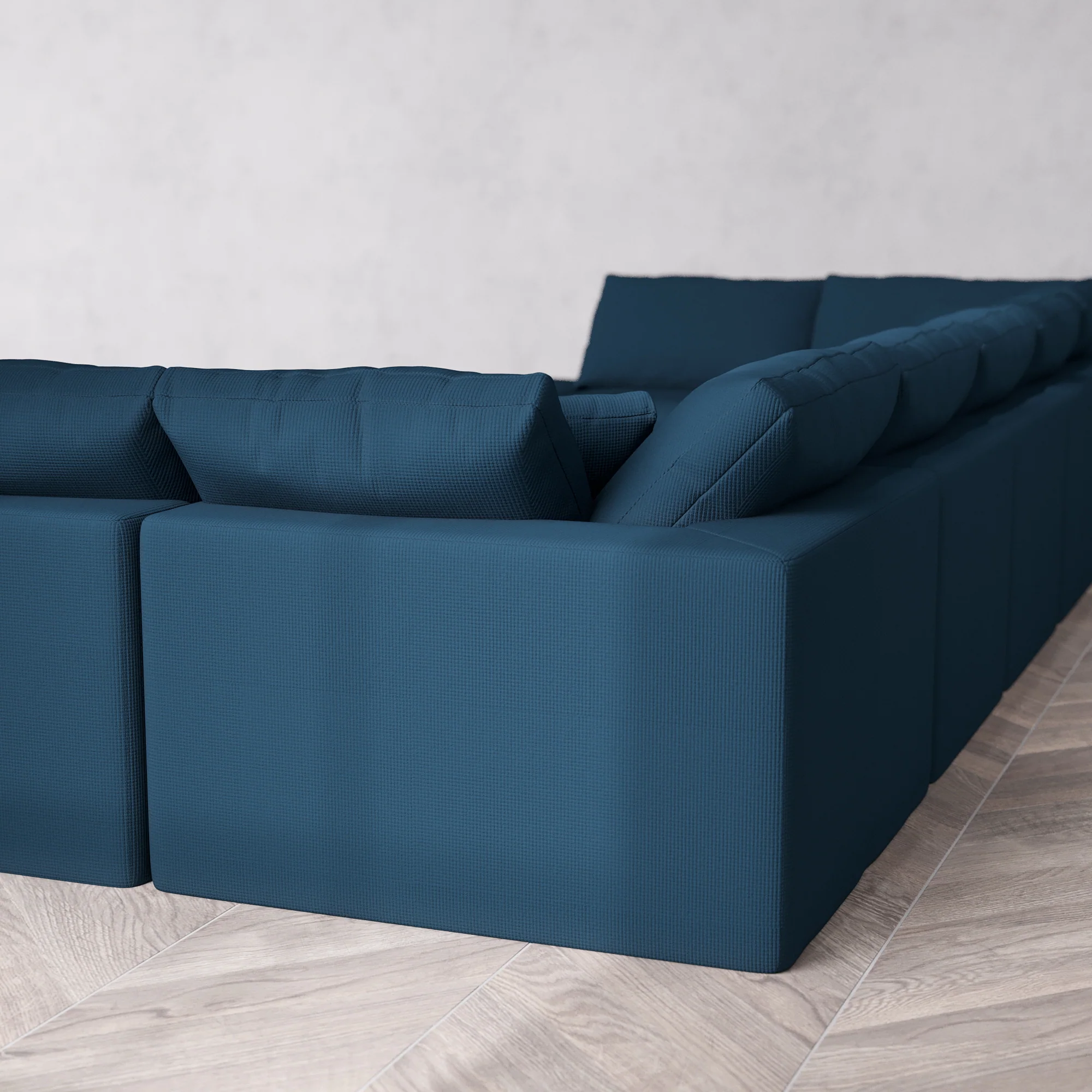 Slipcover Only - Modular Washable 9-Seater Open-Ends U Sectional Cloud Sofa in Lazuli - Image 5