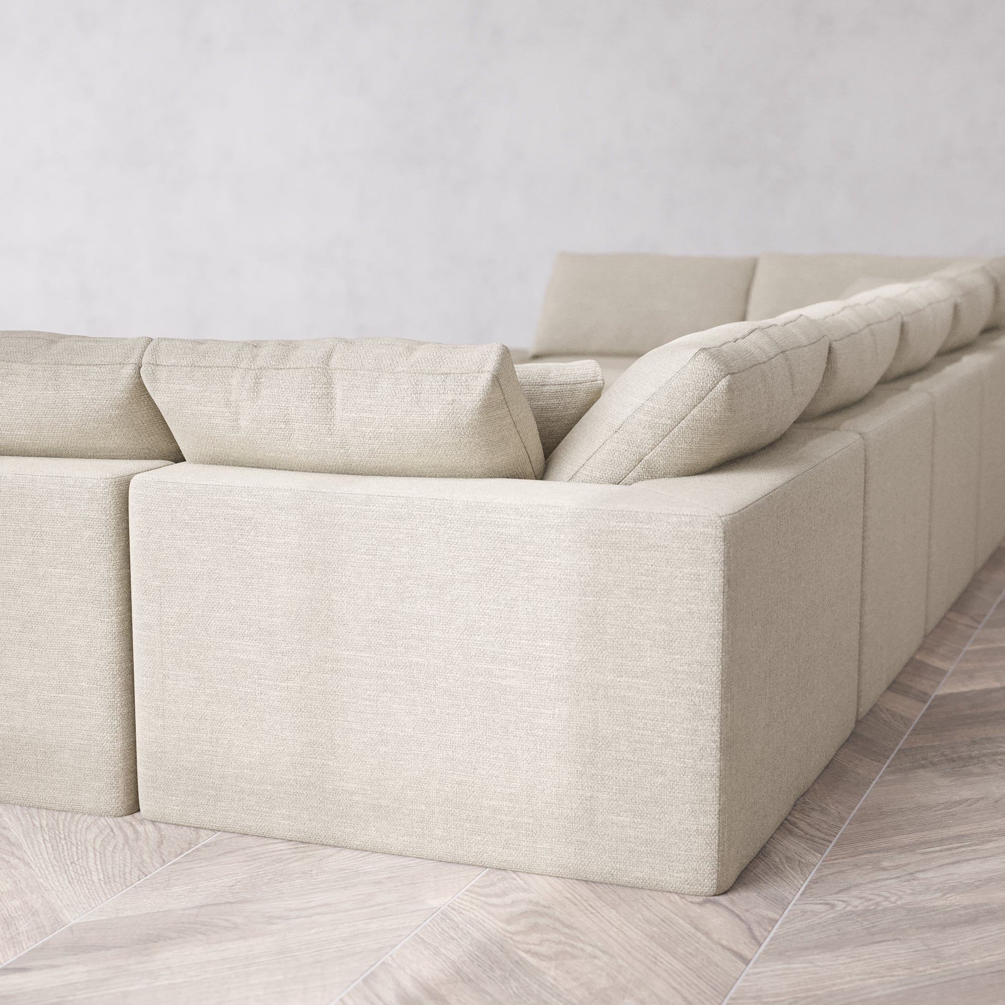 Slipcover Only - Modular Washable 9-Seater Open-Ends U Sectional Cloud Sofa in Sandstone - Image 5