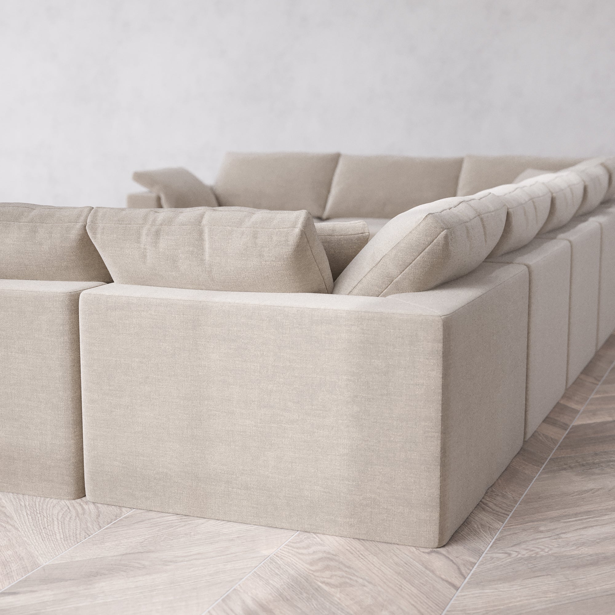 Slipcover Only - Modular Washable 9-Seater U Sectional + Chaise Ottoman Cloud Sofa in Caraway - Image 5