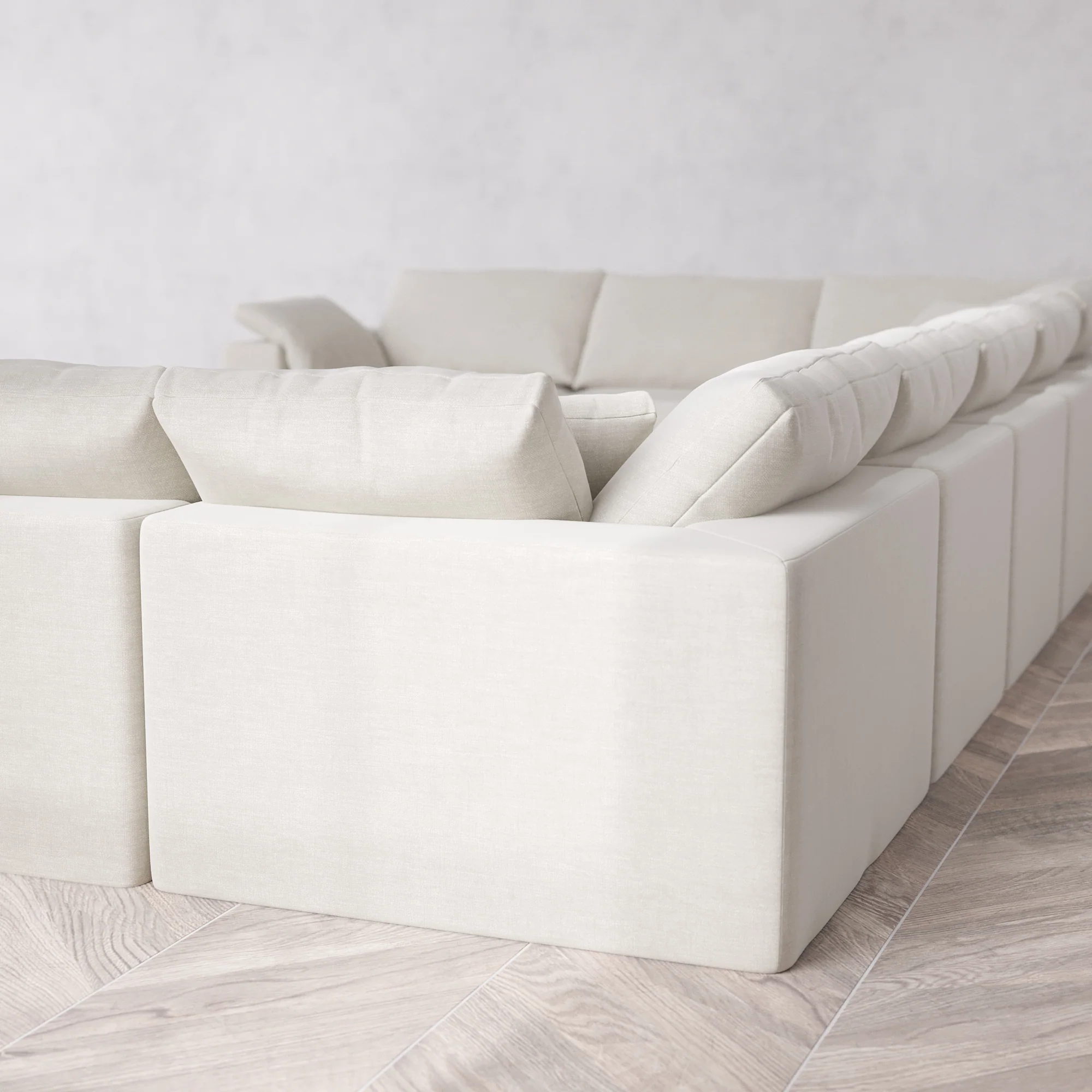 Slipcover Only - Modular Washable 9-Seater U Sectional + Chaise Ottoman Cloud Sofa in Cashew - Image 5