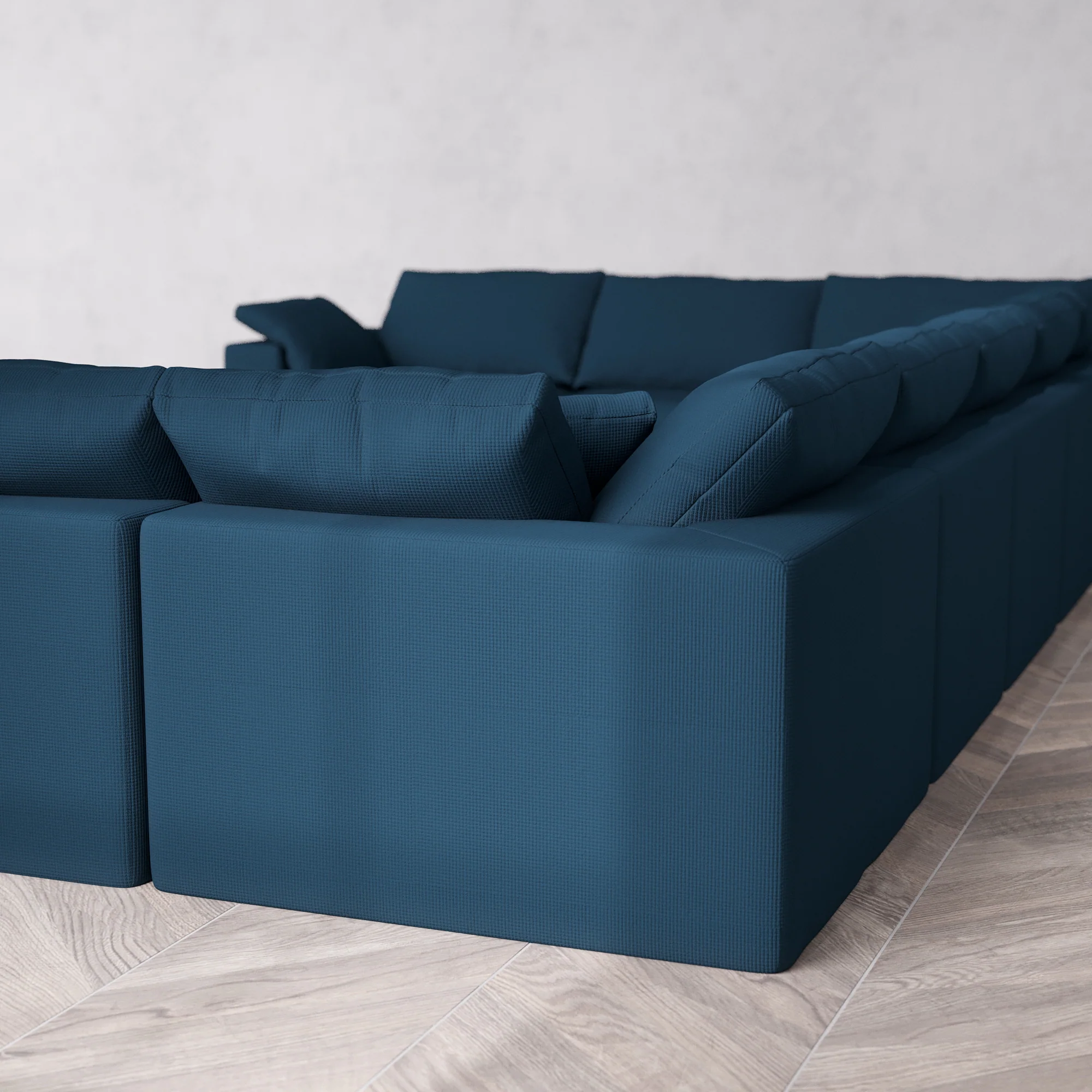 Slipcover Only - Modular Washable 9-Seater U Sectional + Chaise Ottoman Cloud Sofa in Lazuli - Image 5