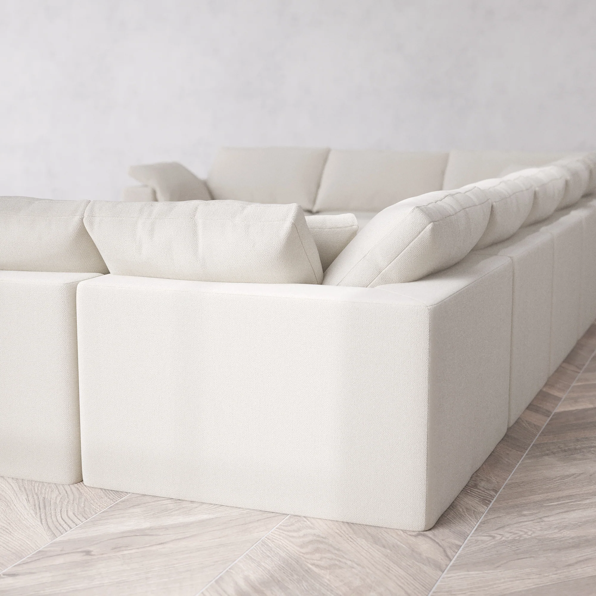 Slipcover Only - Modular Washable 9-Seater U Sectional + Chaise Ottoman Cloud Sofa in Pearl - Image 5