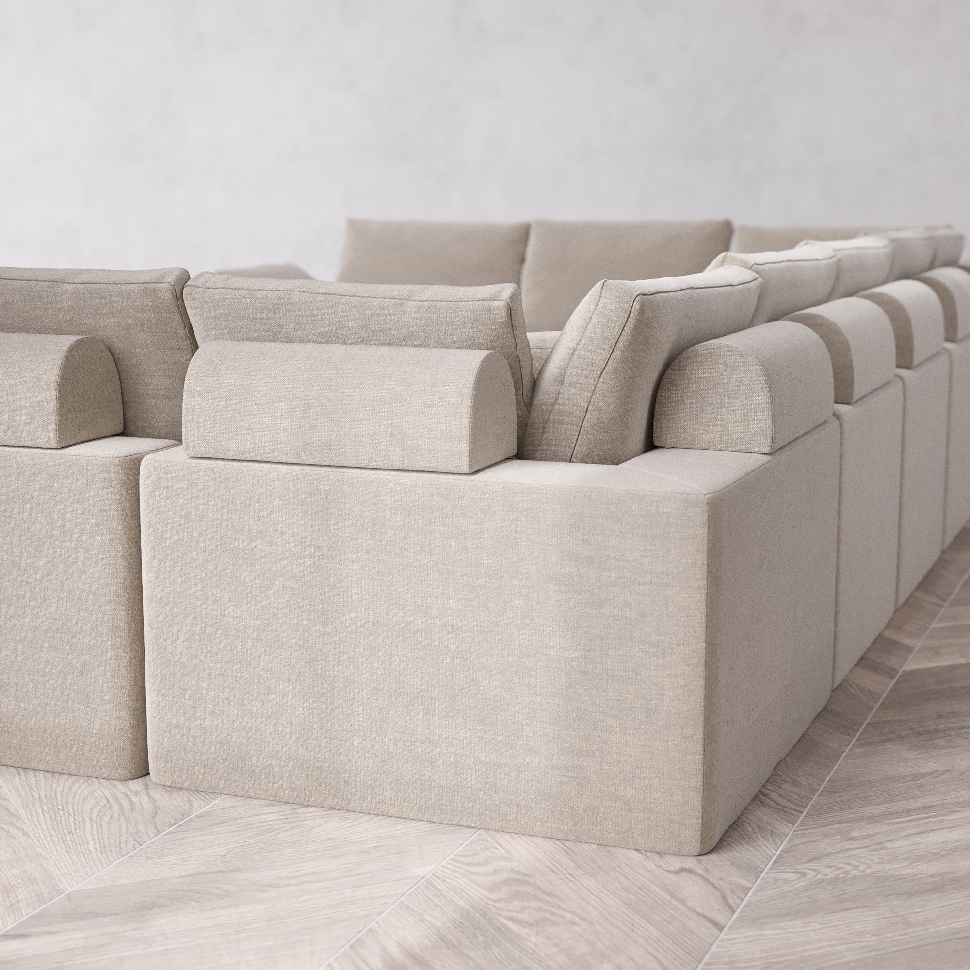 Slipcover Only - Modular Washable 9-Seater U Sectional + Chaise Ottoman Cloud + Bolster Sofa in Caraway - Image 5