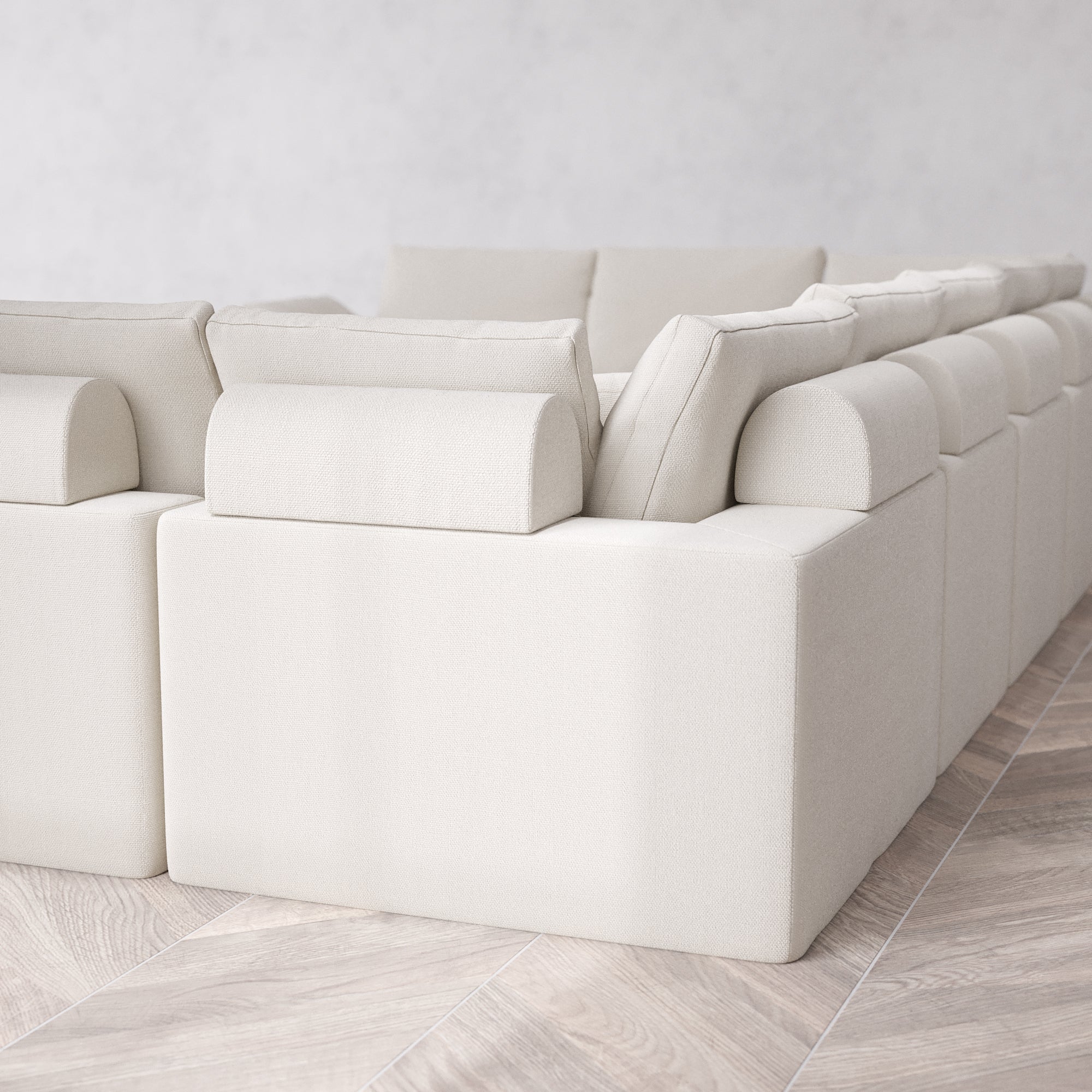 Slipcover Only - Modular Washable 9-Seater U Sectional + Chaise Ottoman Cloud + Bolster Sofa in Pearl - Image 5
