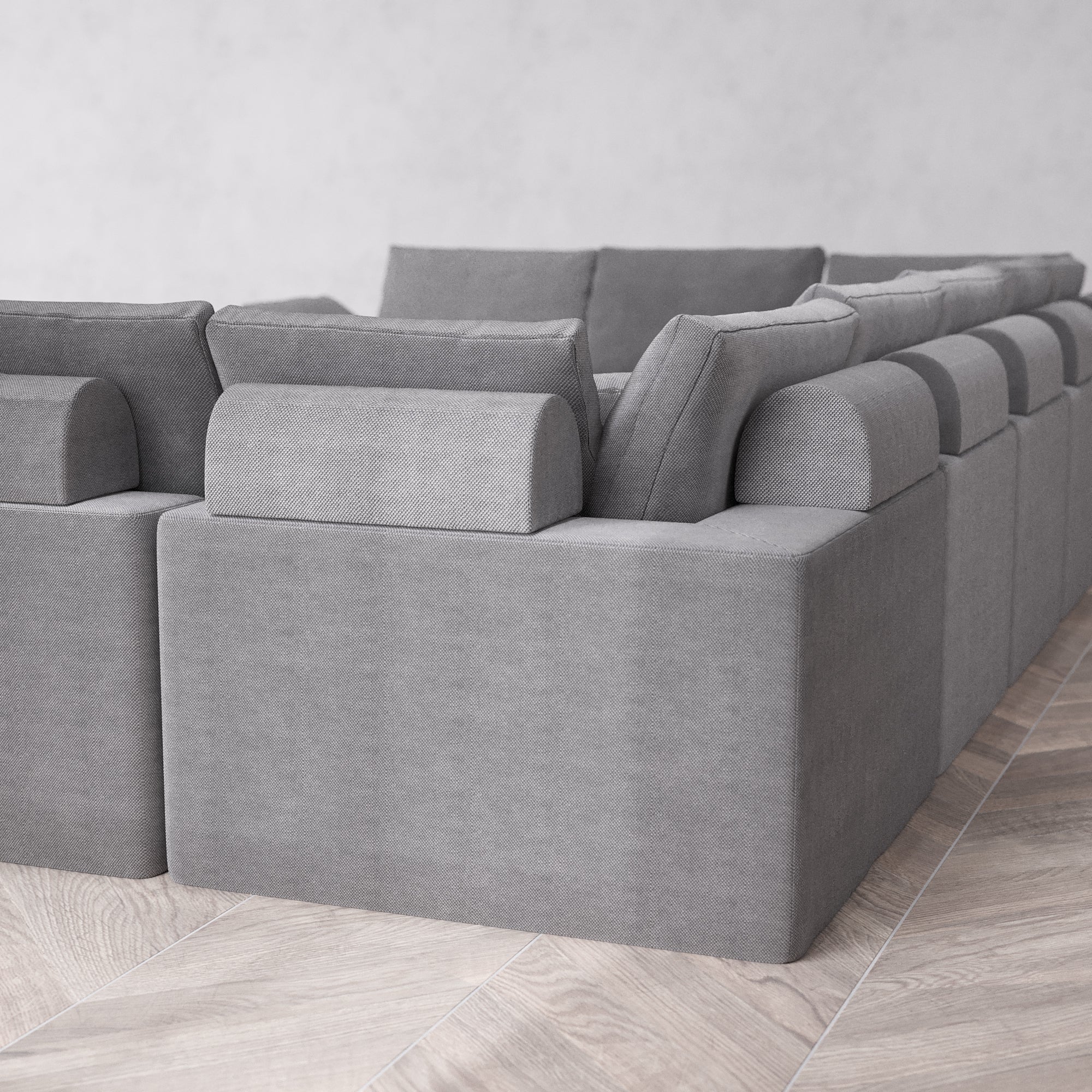 Slipcover Only - Modular Washable 9-Seater U Sectional + Chaise Ottoman Cloud + Bolster Sofa in Slate - Image 5