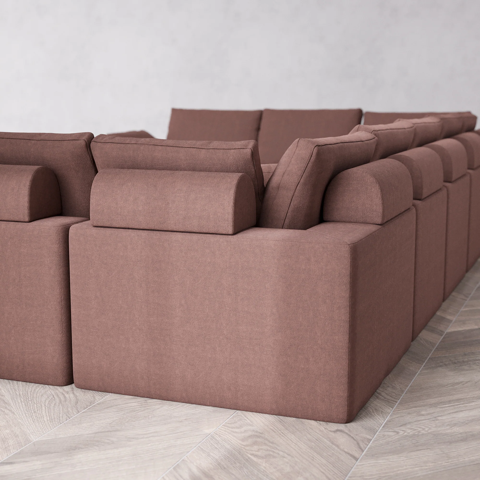 Slipcover Only - Modular Washable 9-Seater U Sectional + Chaise Ottoman Cloud + Bolster Sofa in Sumac - Image 5