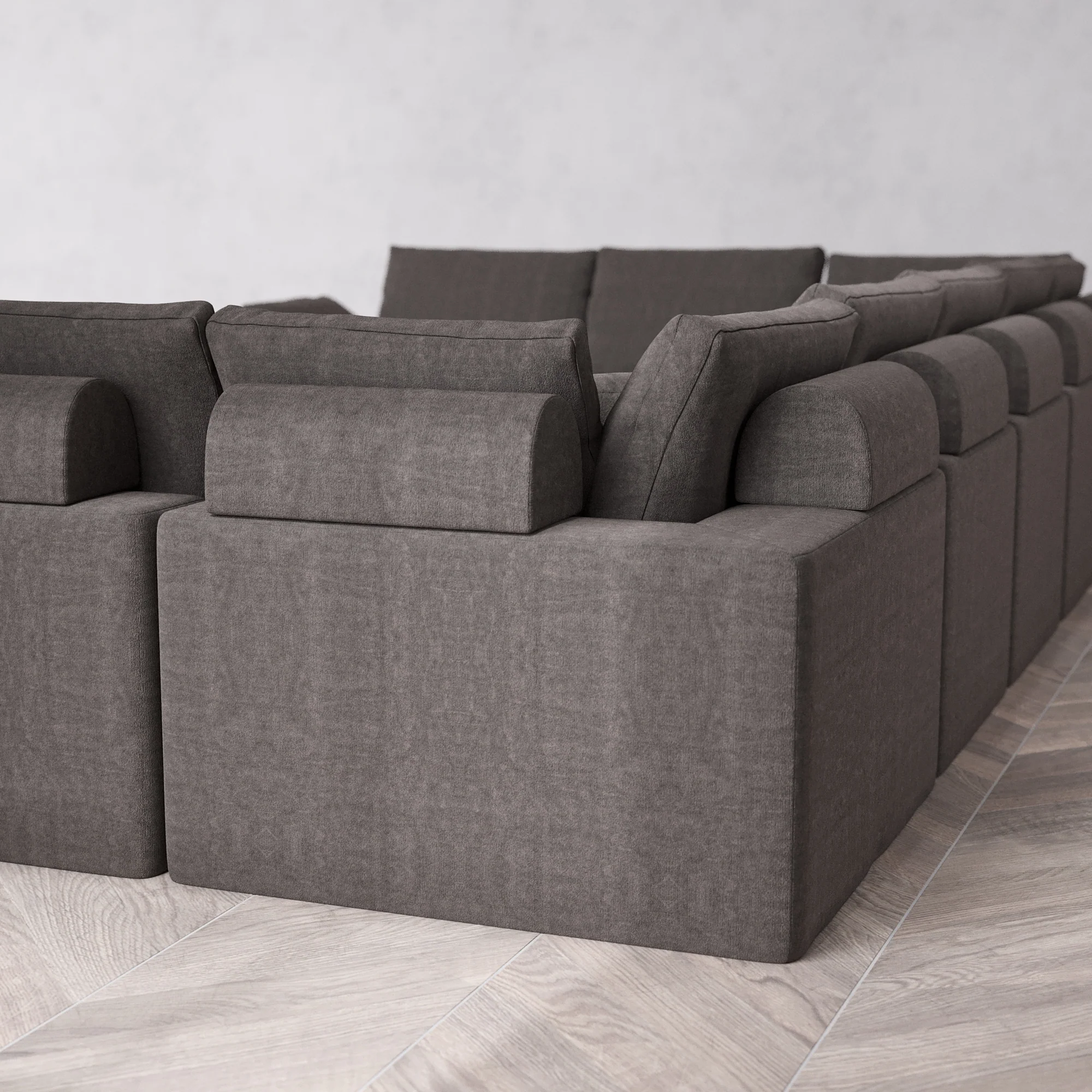 Slipcover Only - Modular Washable 9-Seater U Sectional + Chaise Ottoman Cloud + Bolster Sofa in Truffle - Image 5