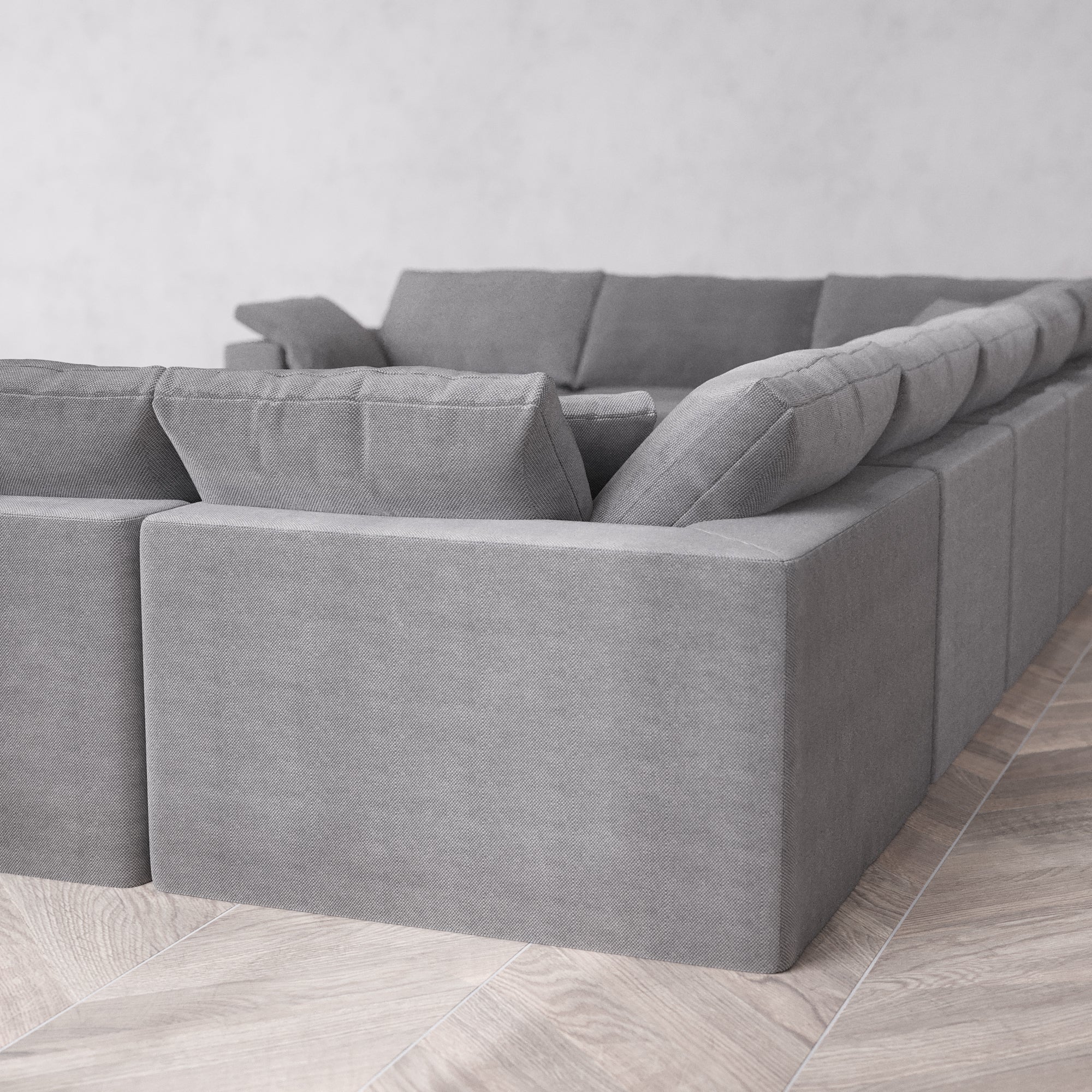 Slipcover Only - Modular Washable 9-Seater U Sectional + Chaise Ottoman Cloud Sofa in Slate - Image 5