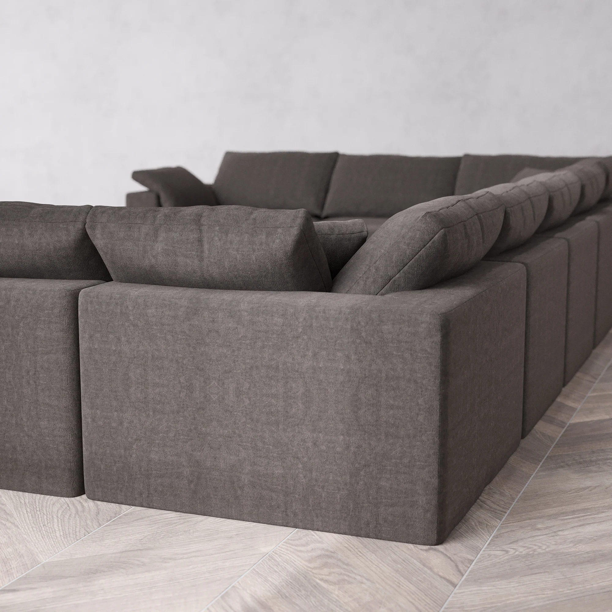 Slipcover Only - Modular Washable 9-Seater U Sectional + Chaise Ottoman Cloud Sofa in Truffle - Image 5