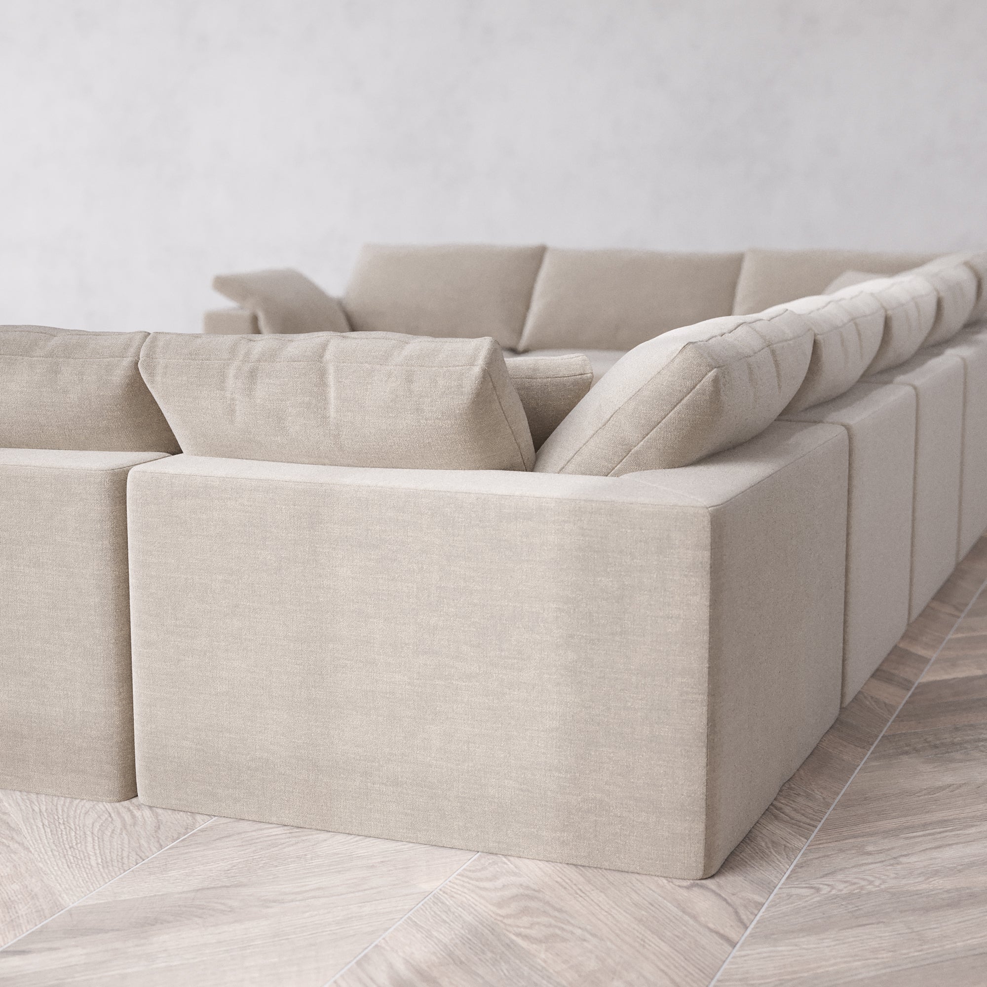 Slipcover Only - Modular Washable 9-Seater U Sectional Cloud Sofa in Caraway - Image 5