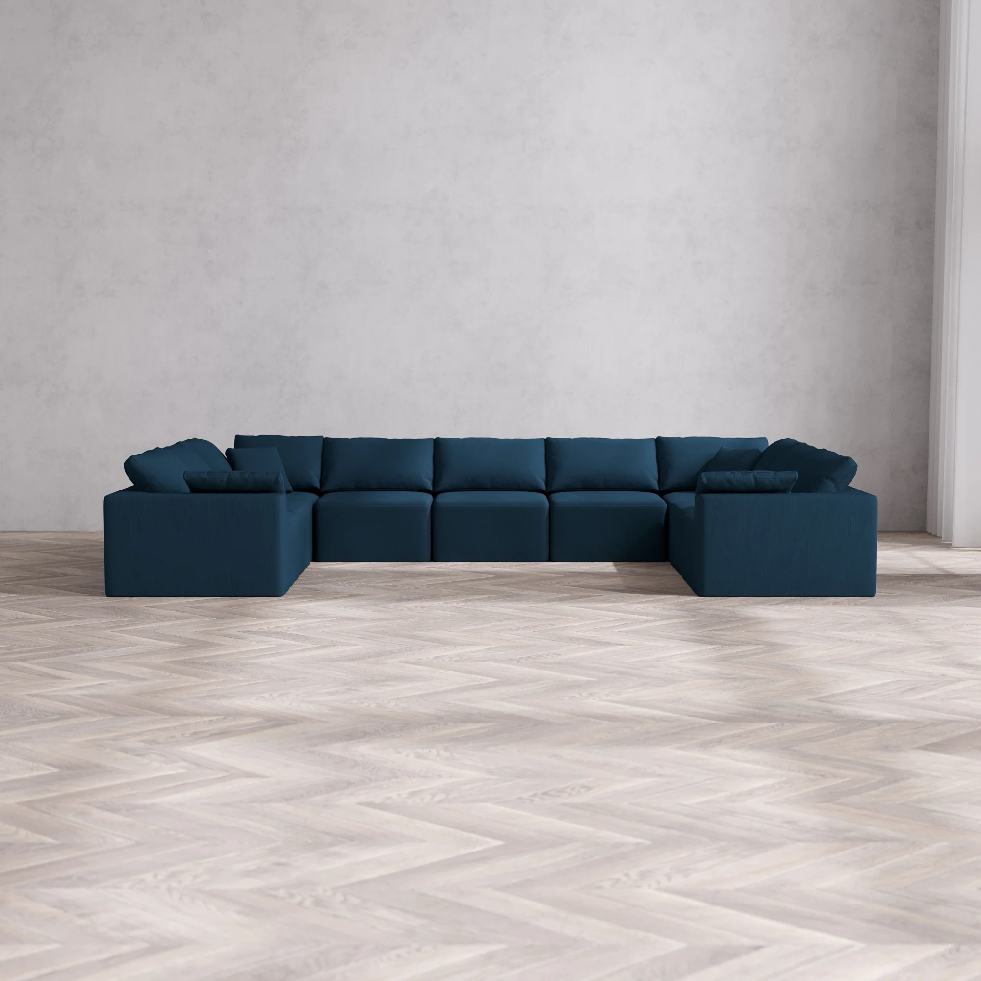 Slipcover Only - Modular Washable 9-Seater U Sectional Cloud Sofa in Lazuli