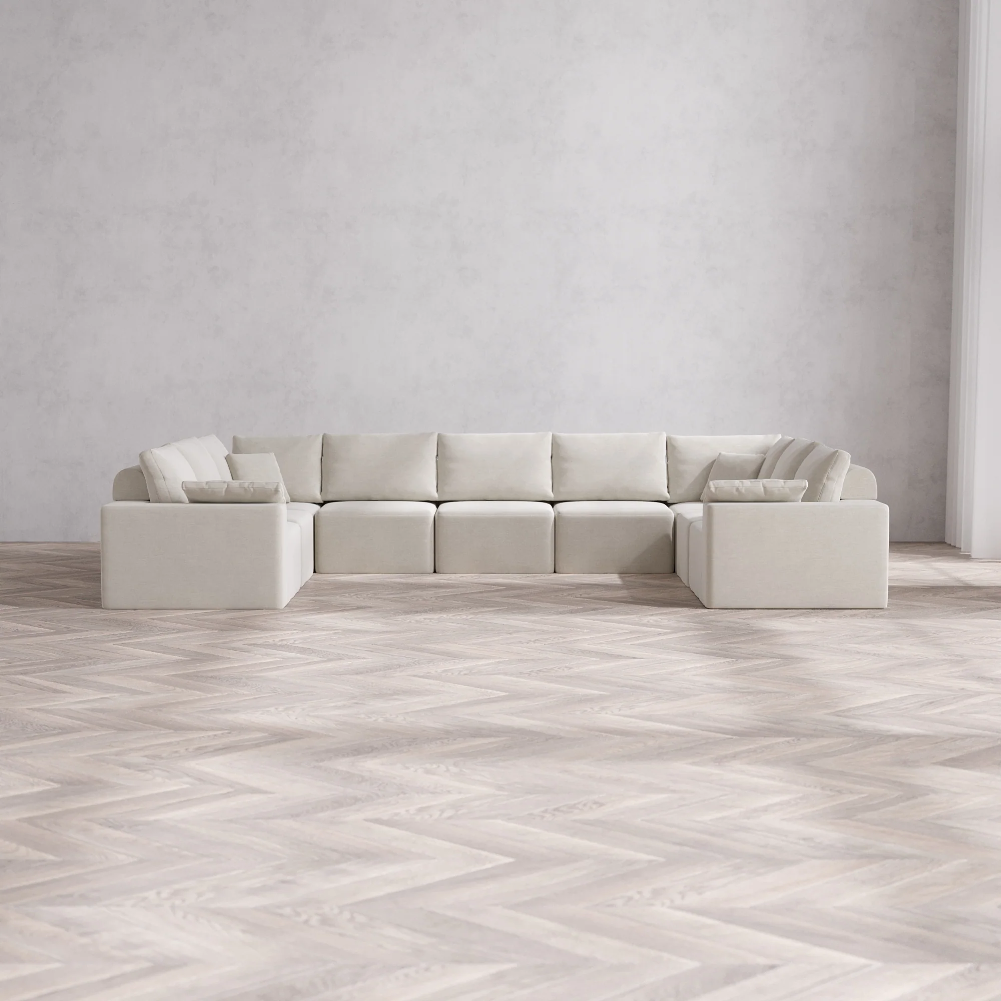 Slipcover Only - Modular Washable 9-Seater U Sectional Cloud + Bolster Sofa in Cashew