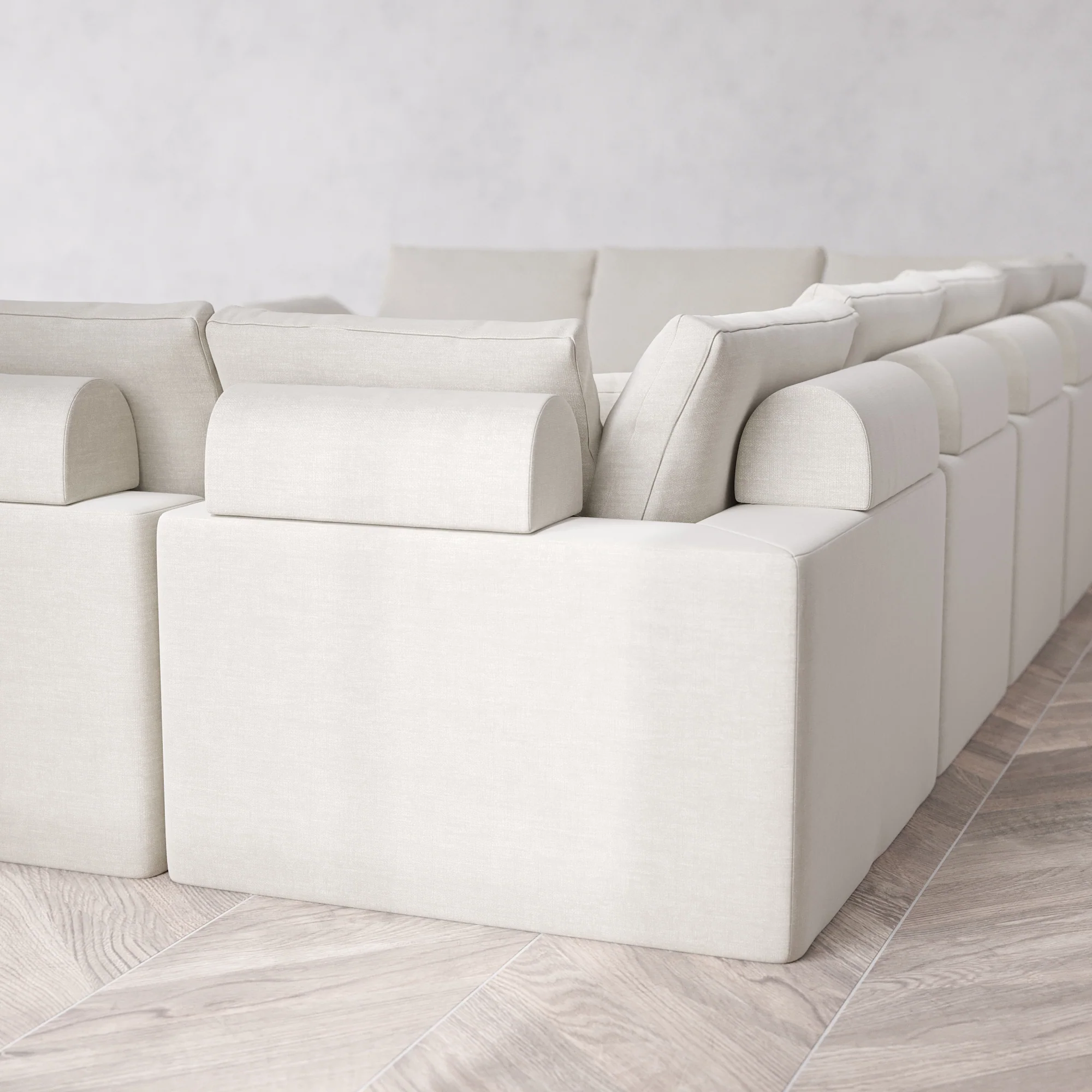 Slipcover Only - Modular Washable 9-Seater U Sectional Cloud + Bolster Sofa in Cashew - Image 5