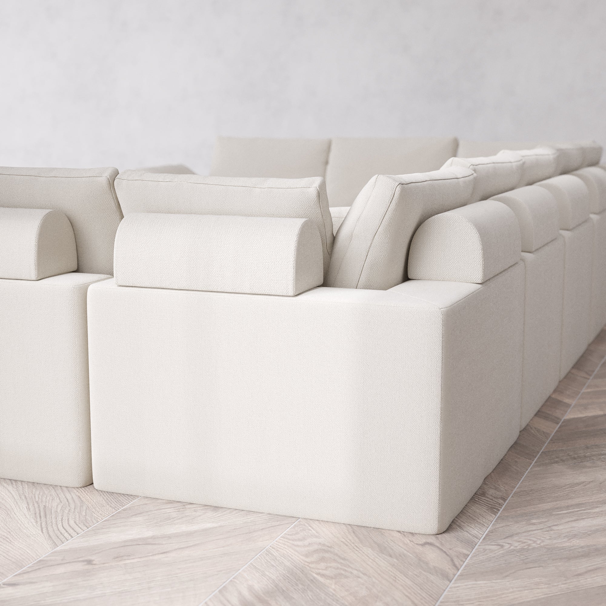 Slipcover Only - Modular Washable 9-Seater U Sectional Cloud + Bolster Sofa in Pearl - Image 5