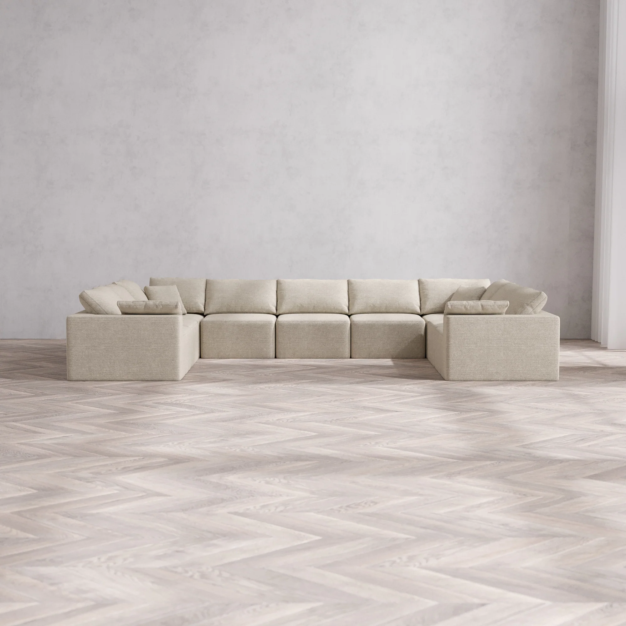Slipcover Only - Modular Washable 9-Seater U Sectional Cloud Sofa in Sandstone