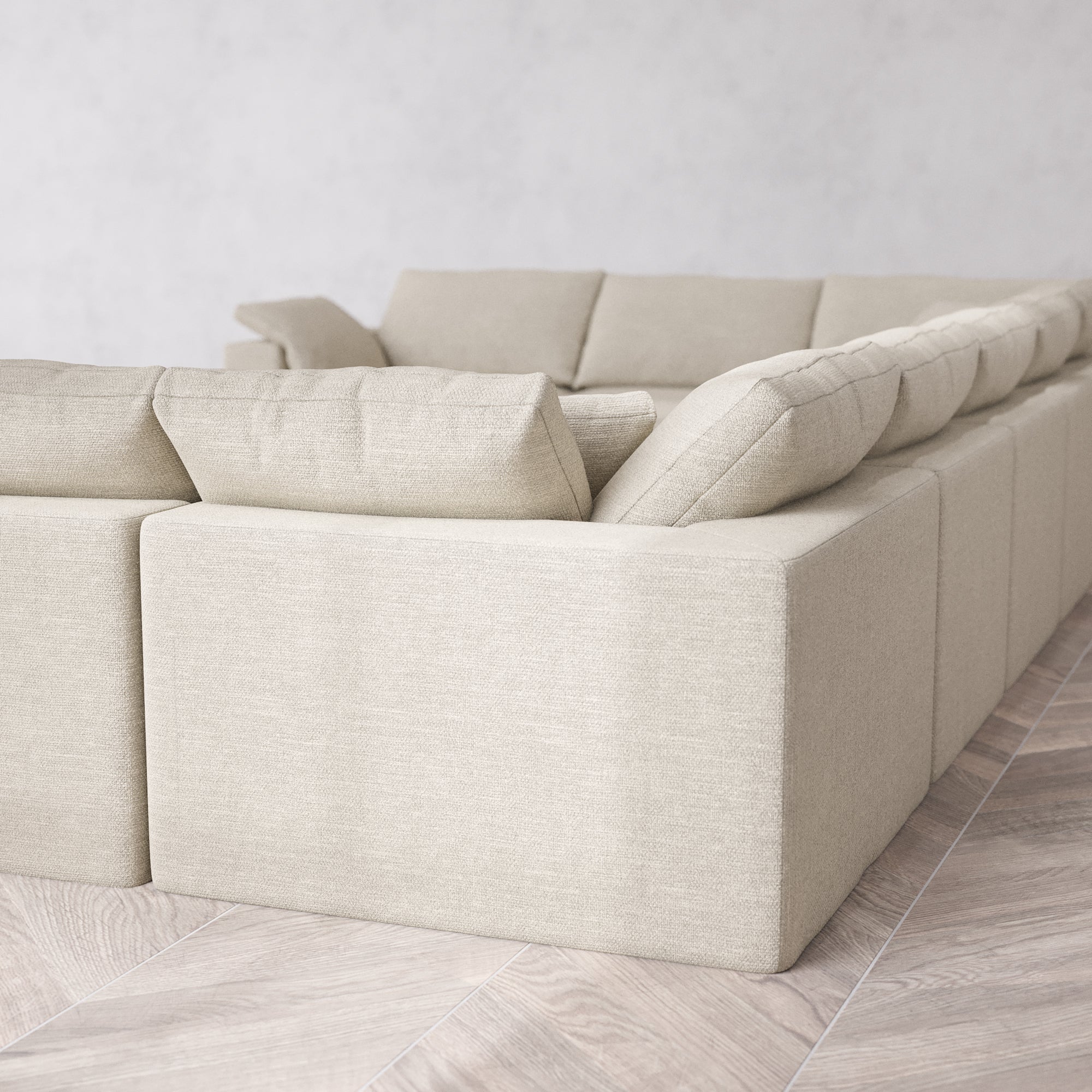 Slipcover Only - Modular Washable 9-Seater U Sectional Cloud Sofa in Sandstone - Image 5