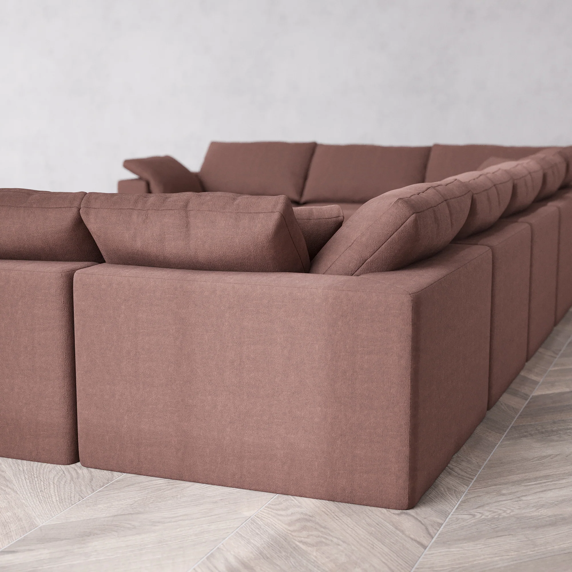 Slipcover Only - Modular Washable 9-Seater U Sectional Cloud Sofa in Sumac - Image 5