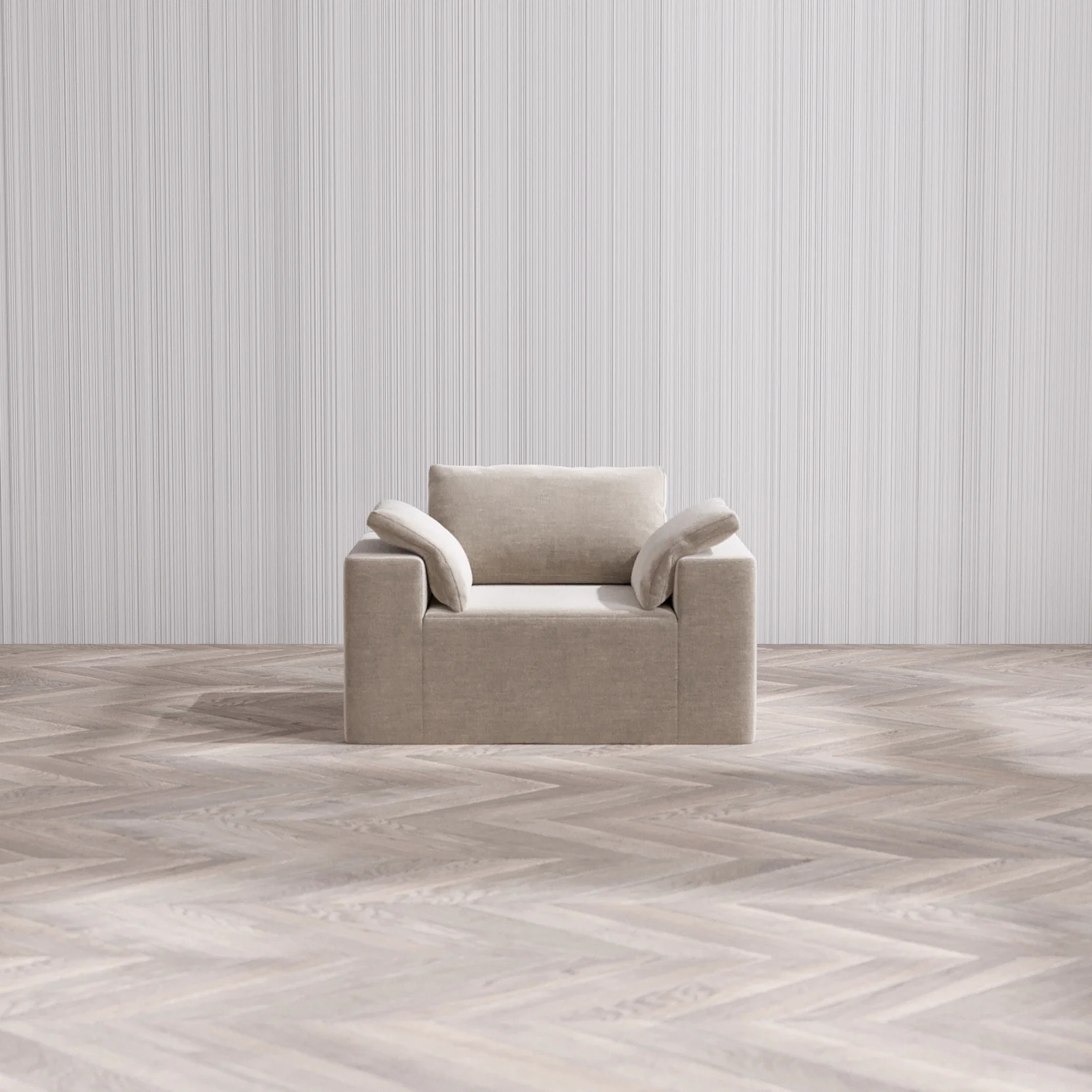 Slipcover Only - Modular Washable Armchair Cloud Sofa in Caraway - Image 3