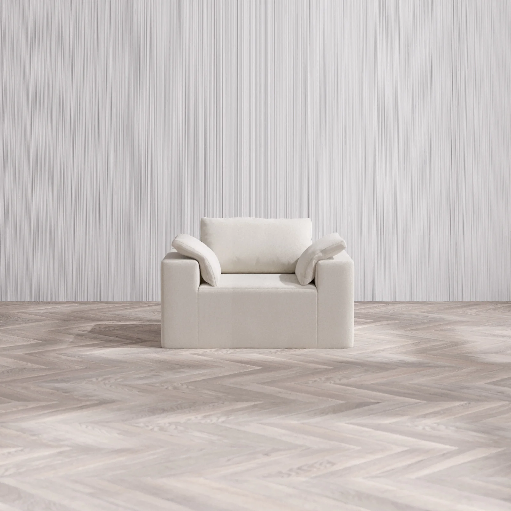 Slipcover Only - Modular Washable Armchair Cloud Sofa in Pearl - Image 3