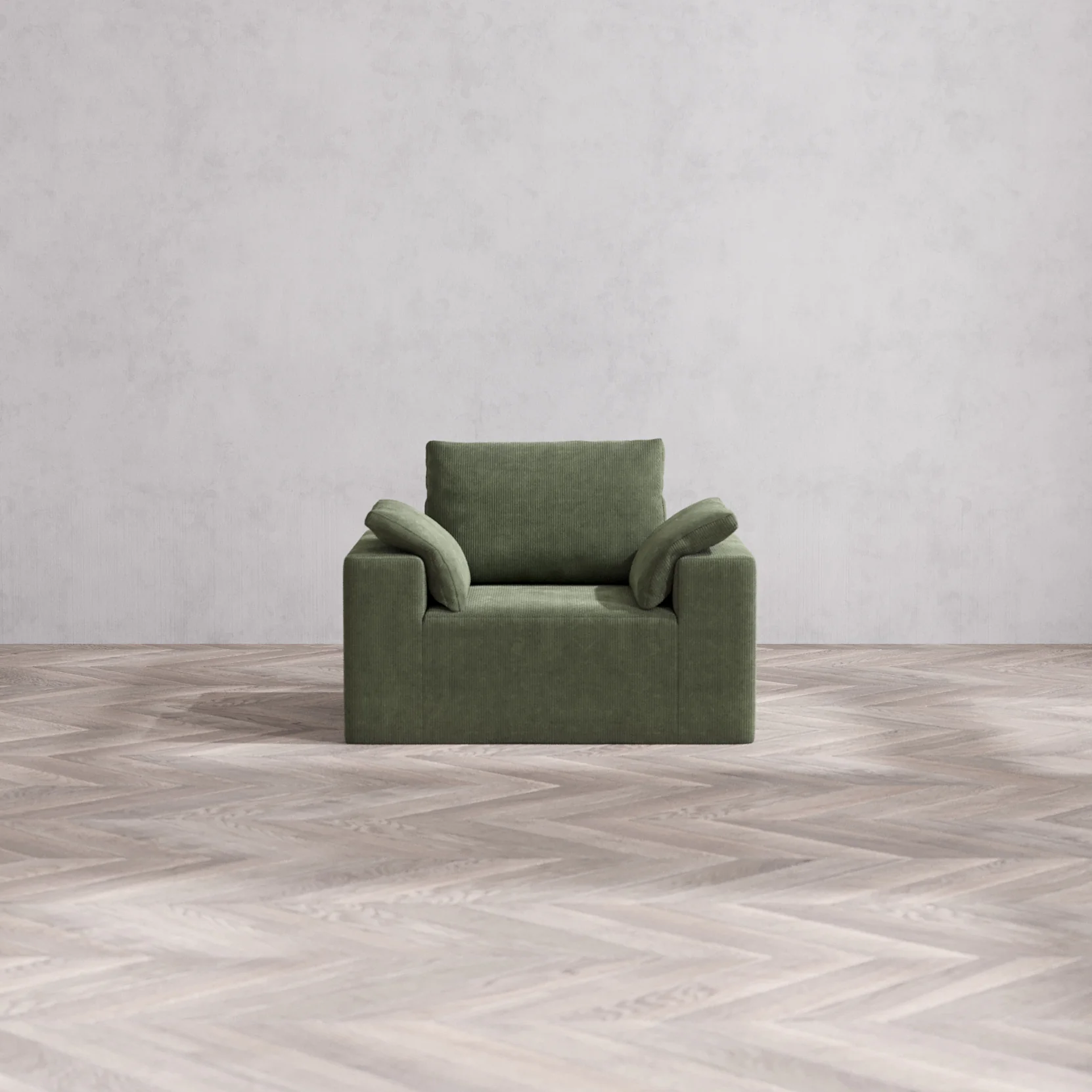 Slipcover Only - Modular Washable Armchair Cloud + Bolster Sofa in Juniper - Image 3