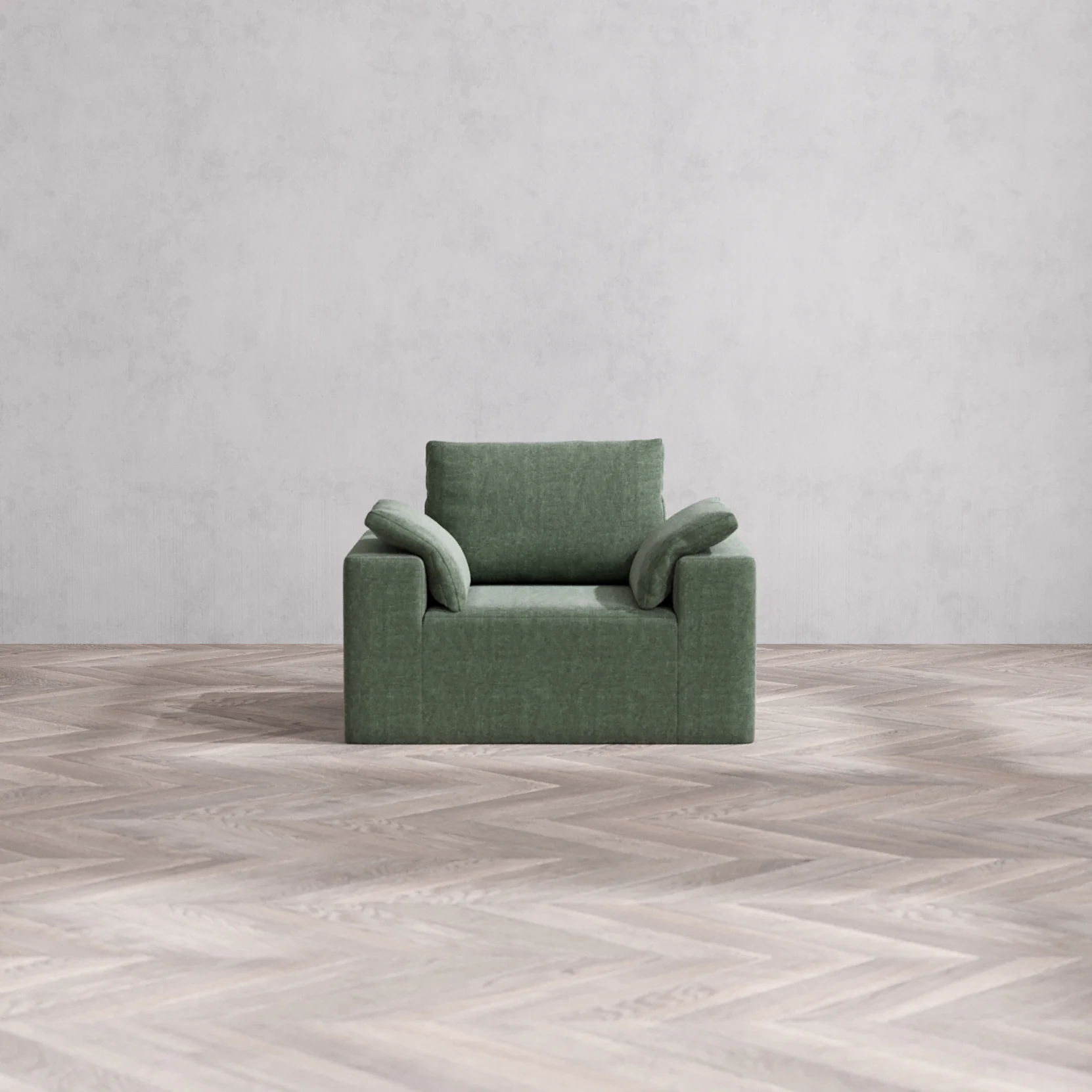 Slipcover Only - Modular Washable Armchair Cloud + Bolster Sofa in Sage - Image 3