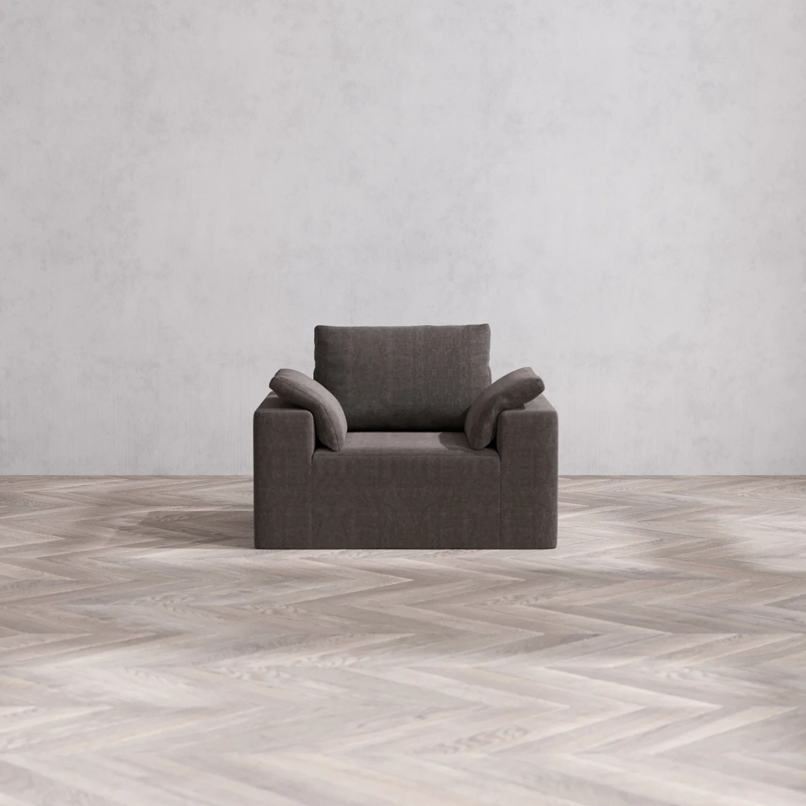 Slipcover Only - Modular Washable Armchair Cloud + Bolster Sofa in Truffle - Image 3